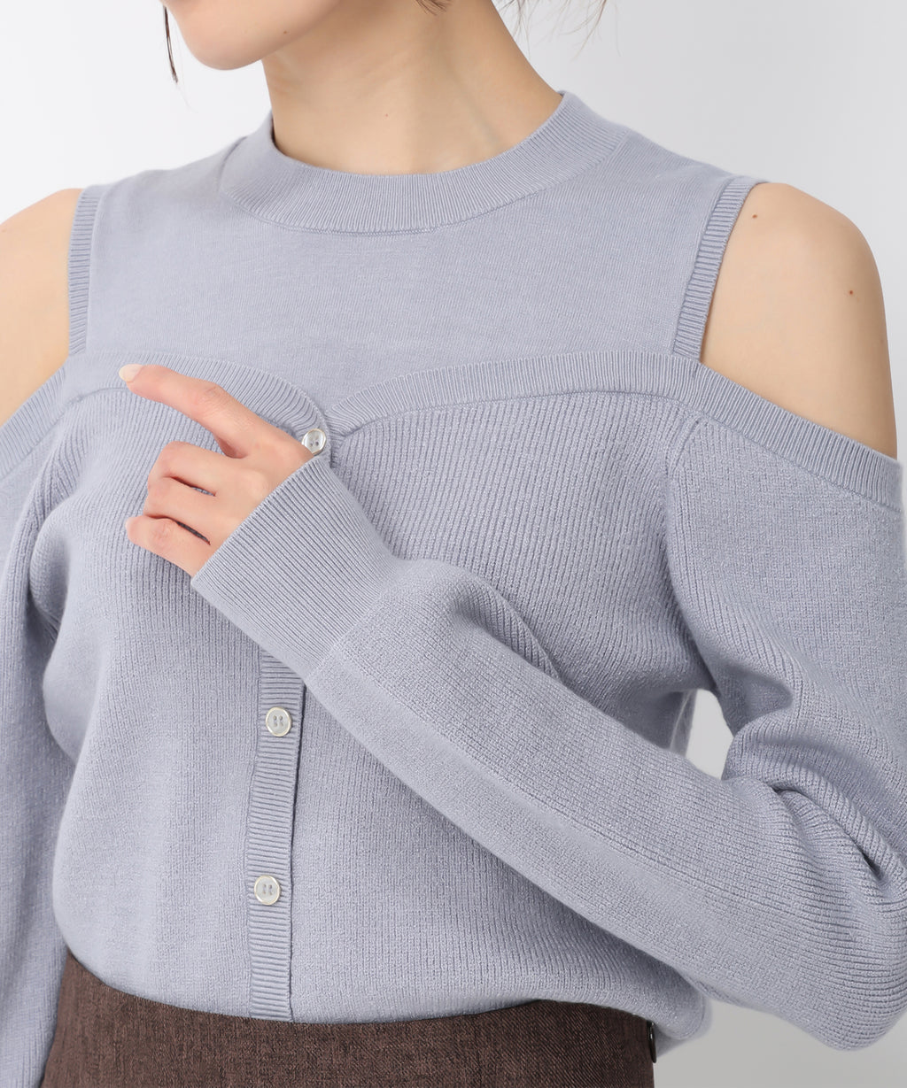 ミッシュマッシュ MISCH MASCH 【2024秋冬新作】肩開きレイヤード風ニット/MM448316 （WHITE） ミッシュマッシュ MISCH MASCH 【2024秋冬新作】肩開き