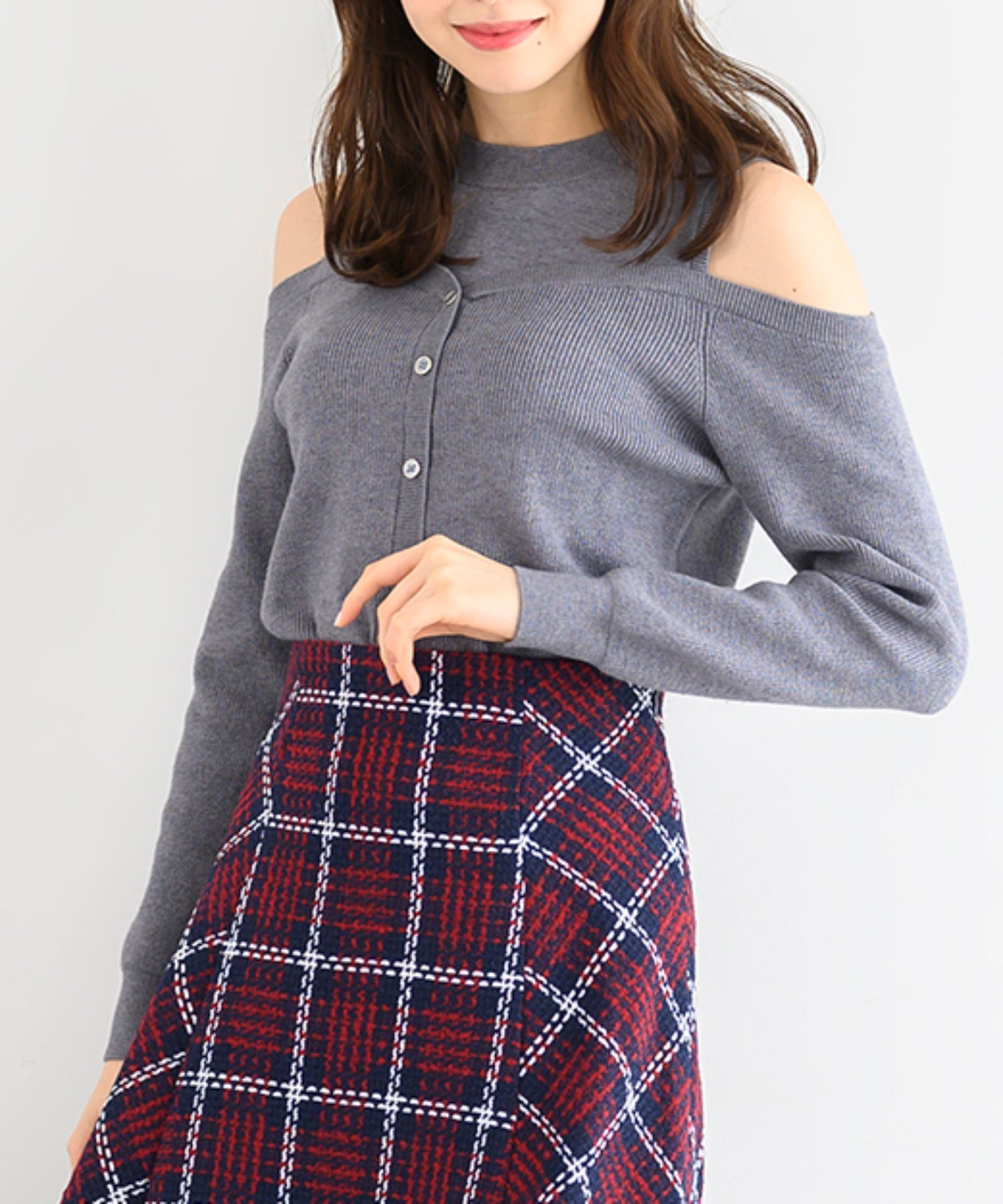 ミッシュマッシュ MISCH MASCH 【2024秋冬新作】肩開きレイヤード風ニット/MM448316 （WHITE） ミッシュマッシュ MISCH MASCH 【2024秋冬新作】肩開き