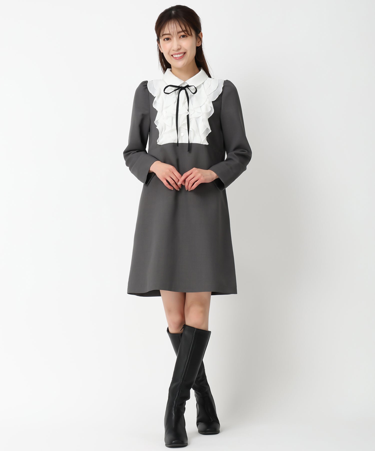 ミッシュマッシュ MISCH MASCH 【2024秋冬新作】フリルブラウスミニワンピース/MM447404 （BLACK） BLACK