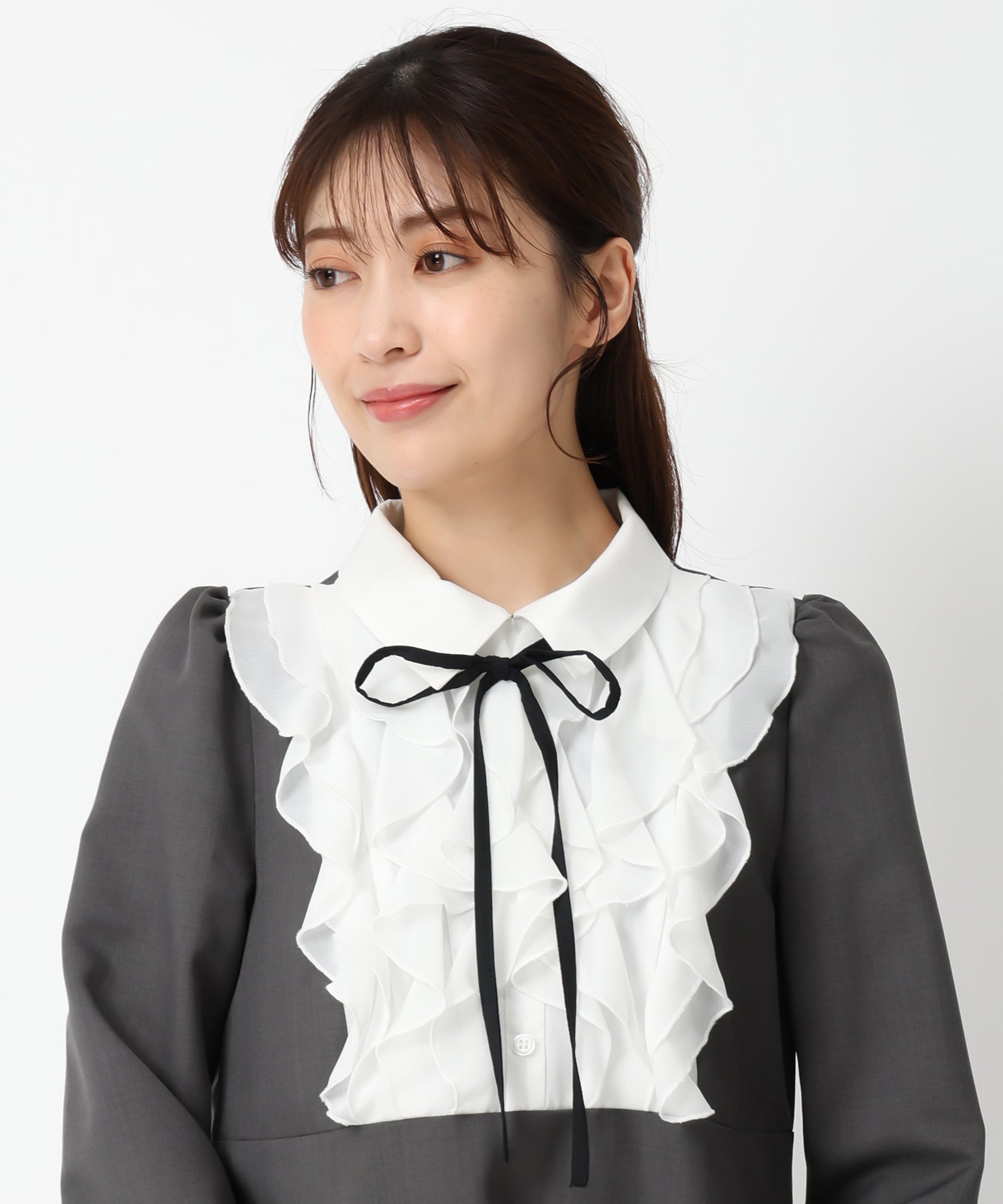 ミッシュマッシュ MISCH MASCH 【2024秋冬新作】フリルブラウスミニワンピース/MM447404 （BLACK） BLACK