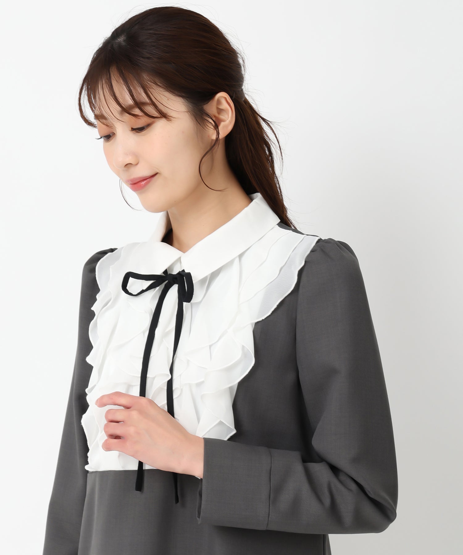 ミッシュマッシュ MISCH MASCH 【2024秋冬新作】フリルブラウスミニワンピース/MM447404 （BLACK） BLACK