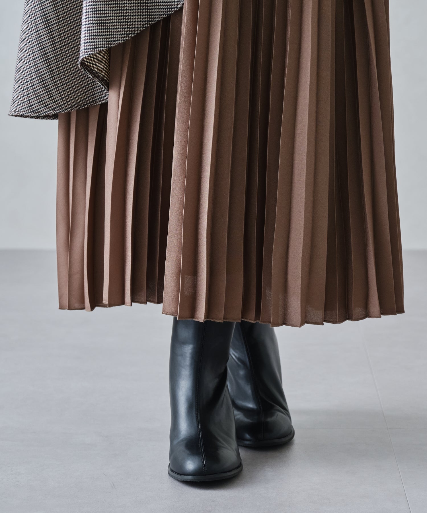 ミッシュマッシュ MISCH MASCH ■2024秋冬新作■ペプラムベルト付き異素材スカート/MM447211 （BROWN） BROWN