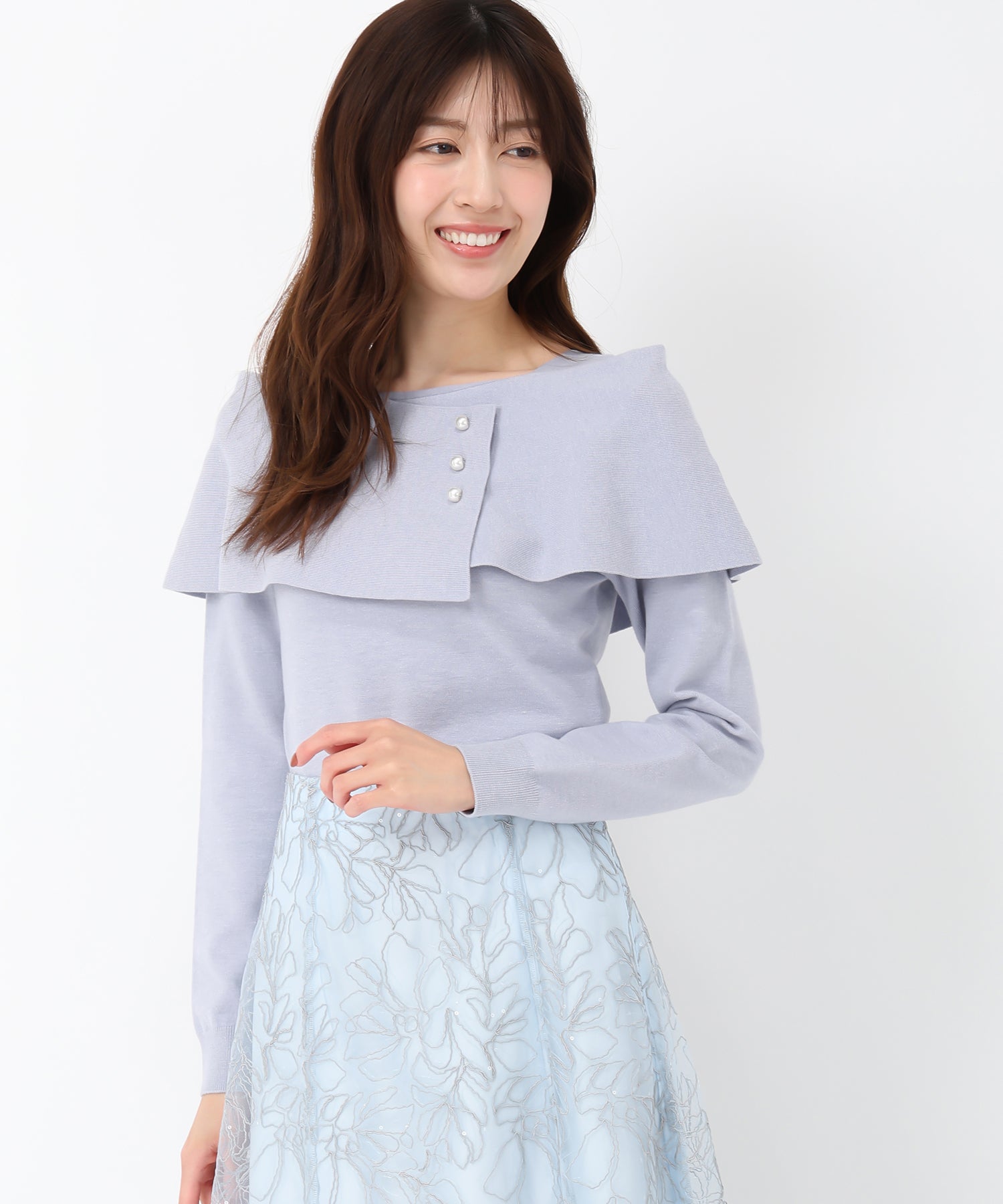 ミッシュマッシュ MISCH MASCH 2025春夏新作不對稱斗篷珍珠針織/MM518302