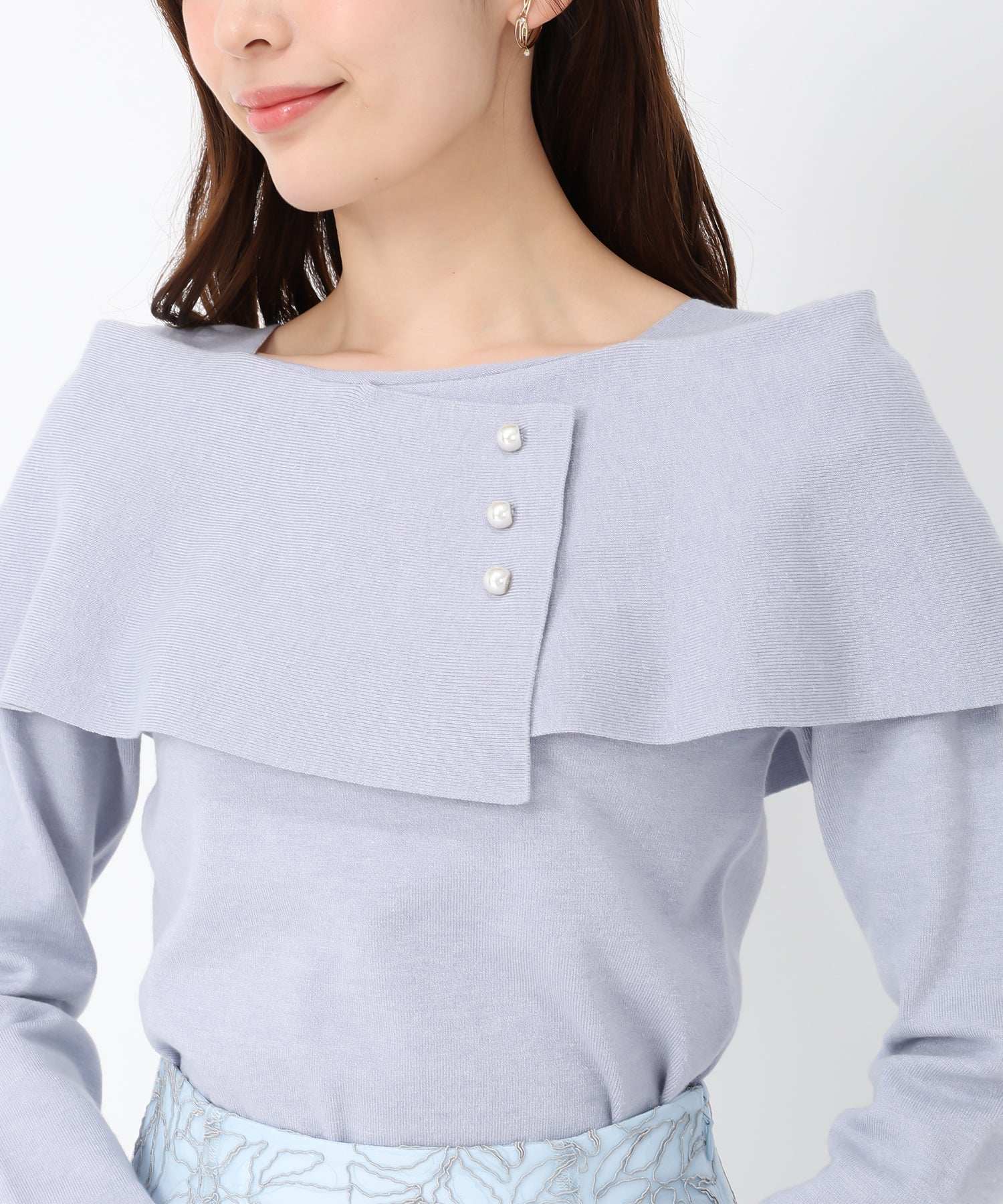 ミッシュマッシュ MISCH MASCH 2025春夏新作不對稱斗篷珍珠針織/MM518302