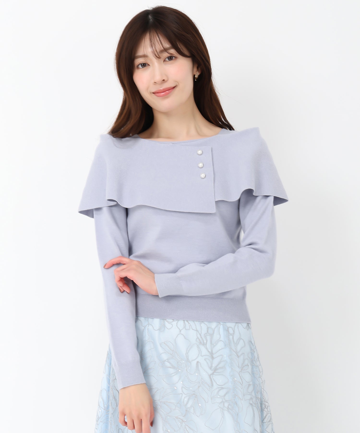 ミッシュマッシュ MISCH MASCH 2025春夏新作不對稱斗篷珍珠針織/MM518302