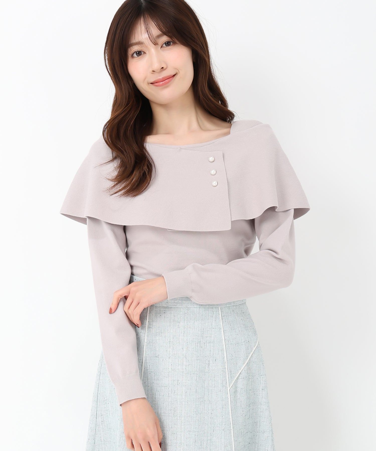 ミッシュマッシュ MISCH MASCH 2025春夏新作不對稱斗篷珍珠針織/MM518302