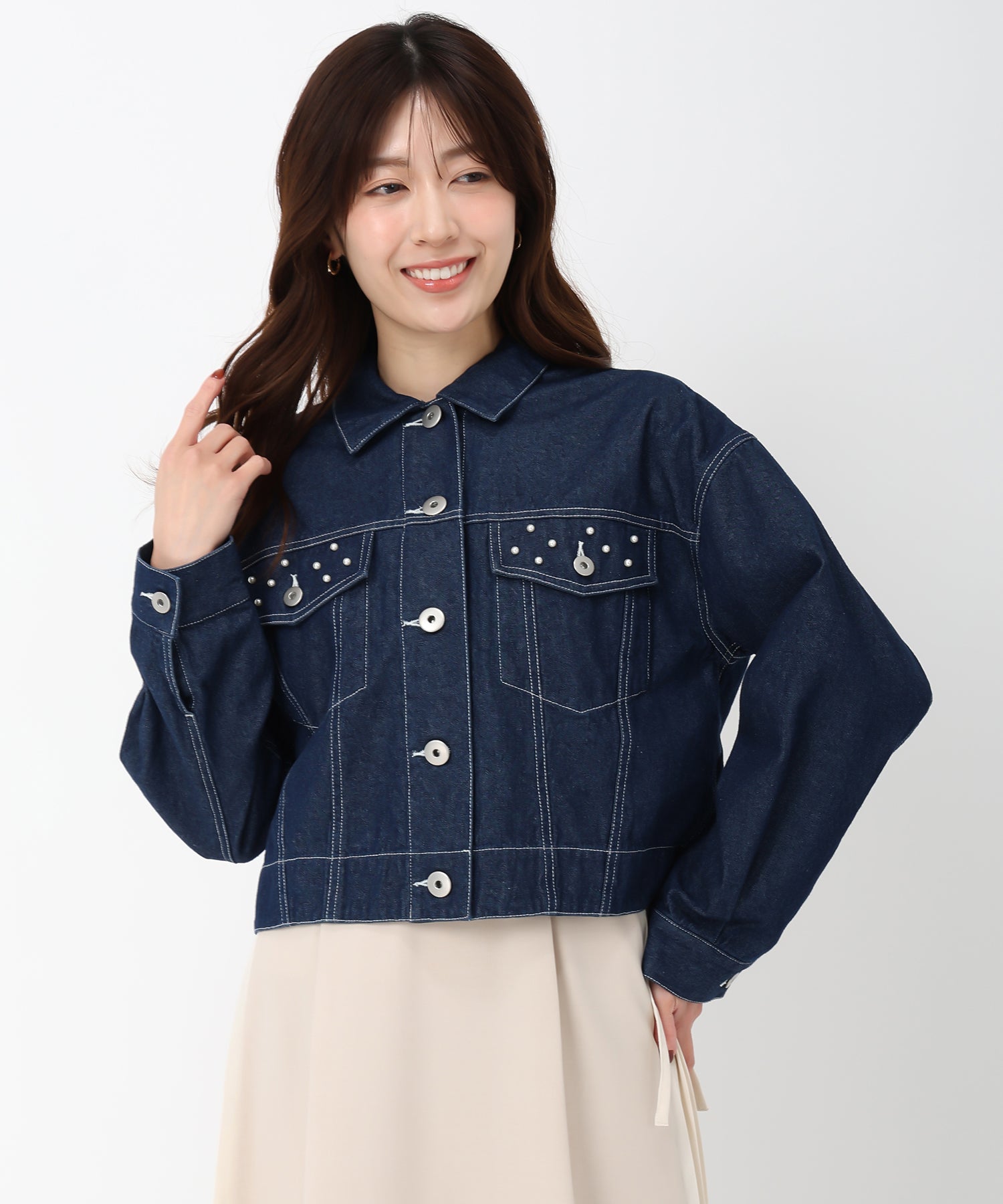 ミッシュマッシュ MISCH MASCH 2025春夏新作 パールデニムジャケット/MM518501