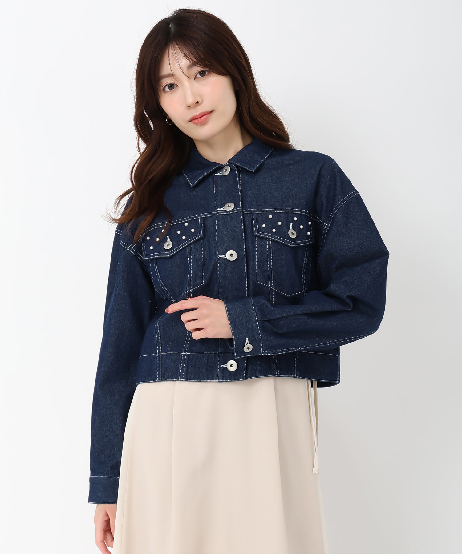 ミッシュマッシュ MISCH MASCH 2025春夏新作 パールデニムジャケット/MM518501