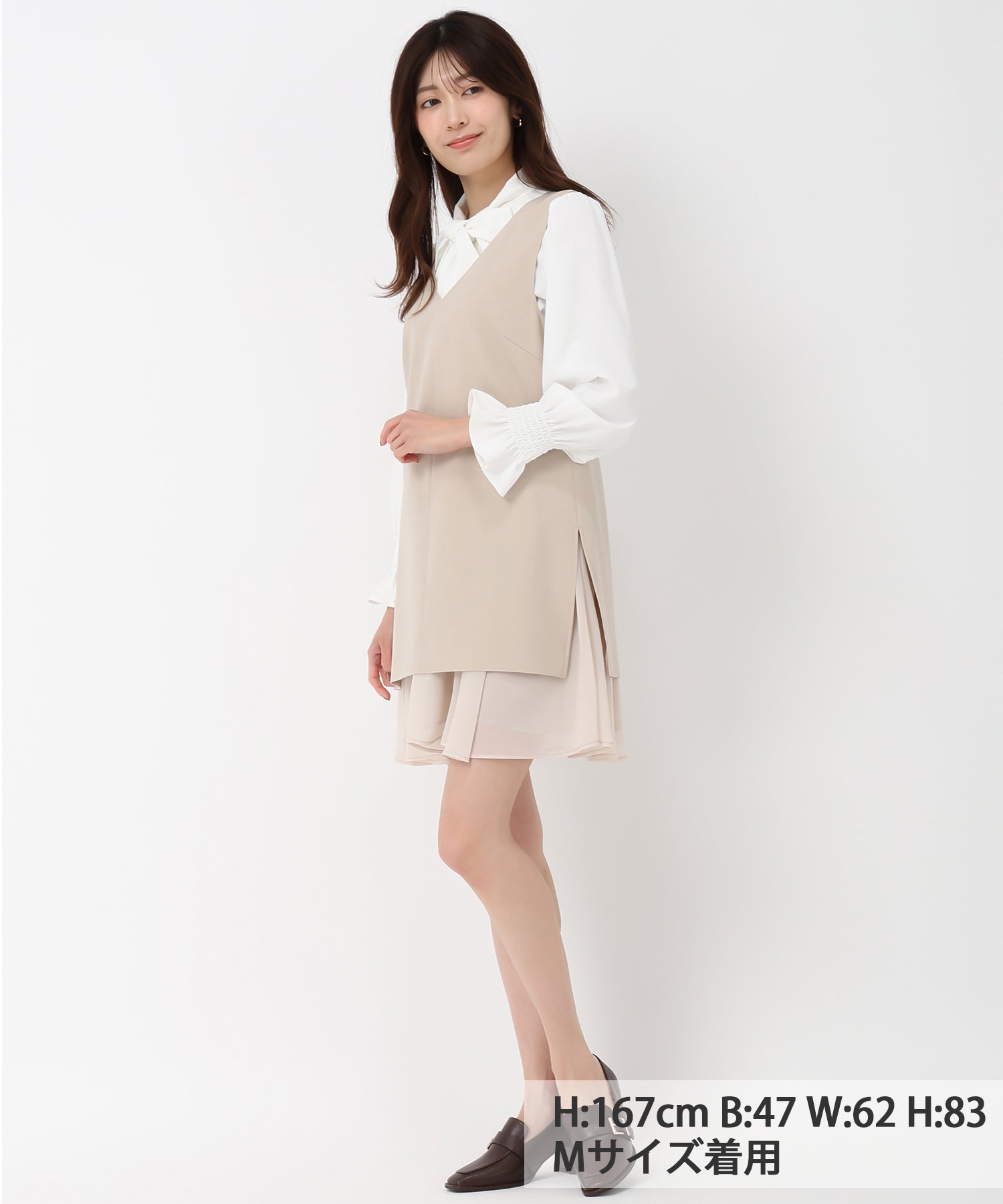 ミッシュマッシュ MISCH MASCH 2025春夏新作 裾雪紡蕾絲迷你連身裙/MM517409