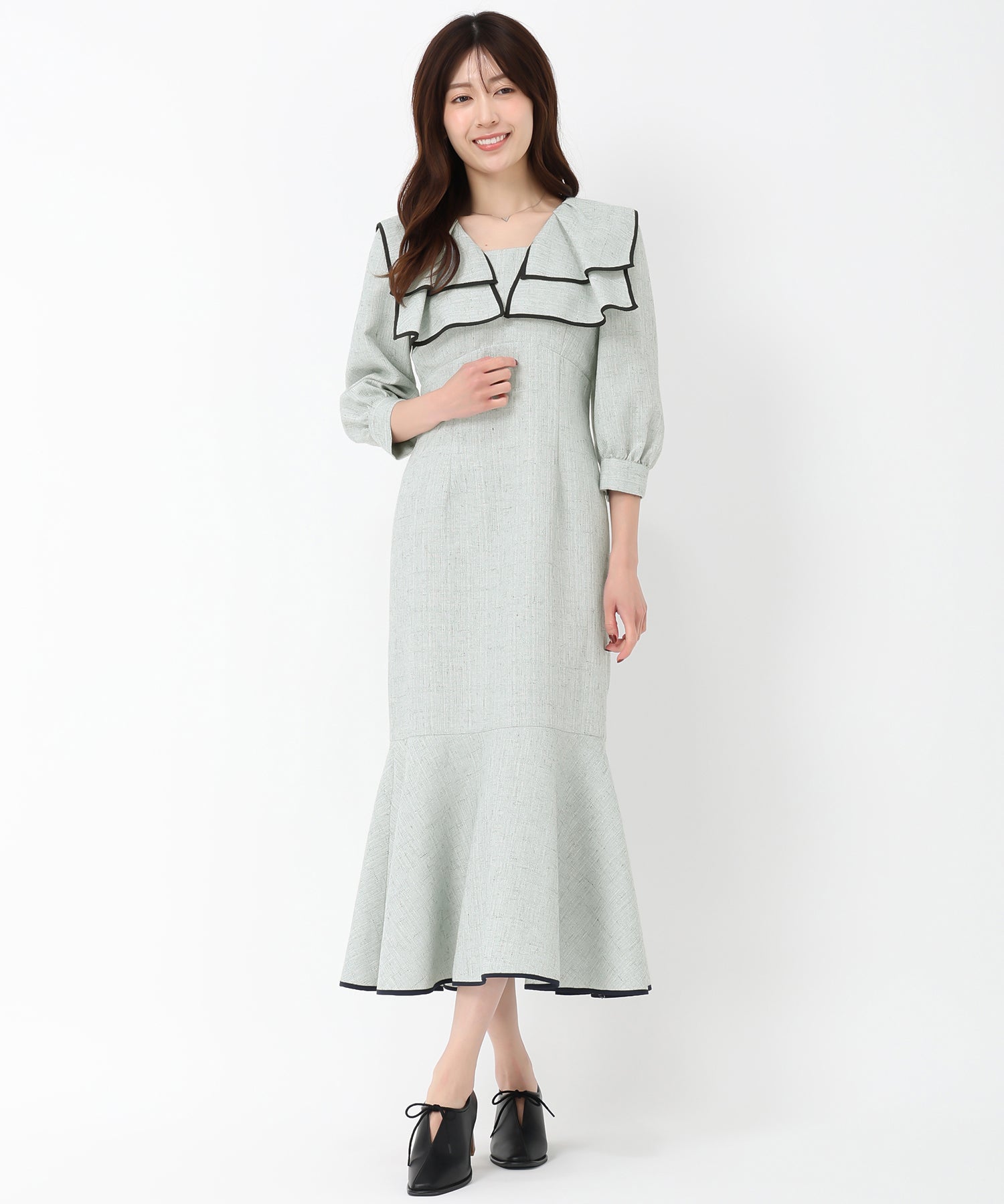 ミッシュマッシュ MISCH MASCH 2025春夏新作 ビッグカラーマーメイドワンピース/MM517407 （GREEN） GREEN