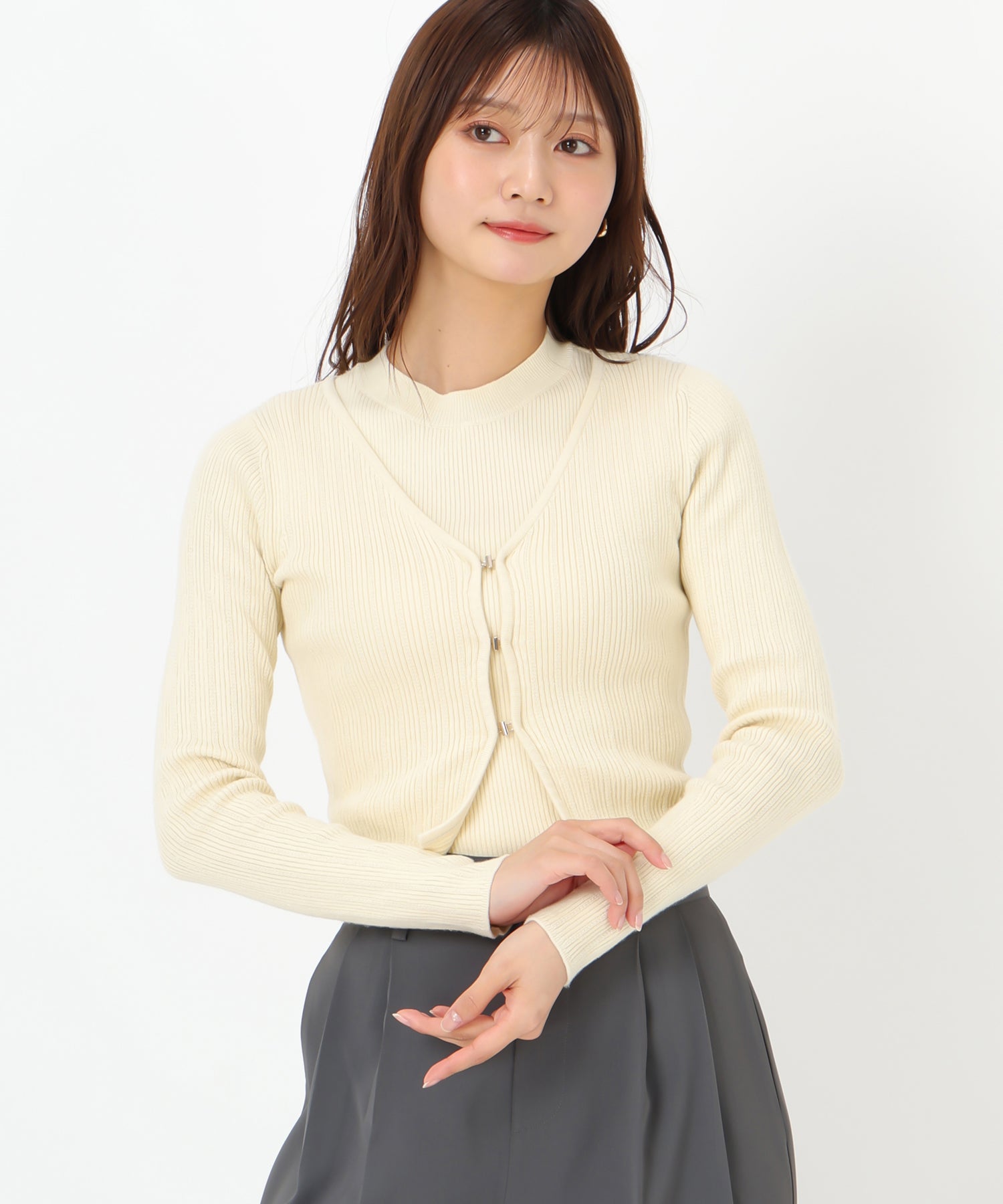 ミッシュマッシュ MISCH MASCH 2025春夏新作 金ホックリブニットアンサンブル/MM518303