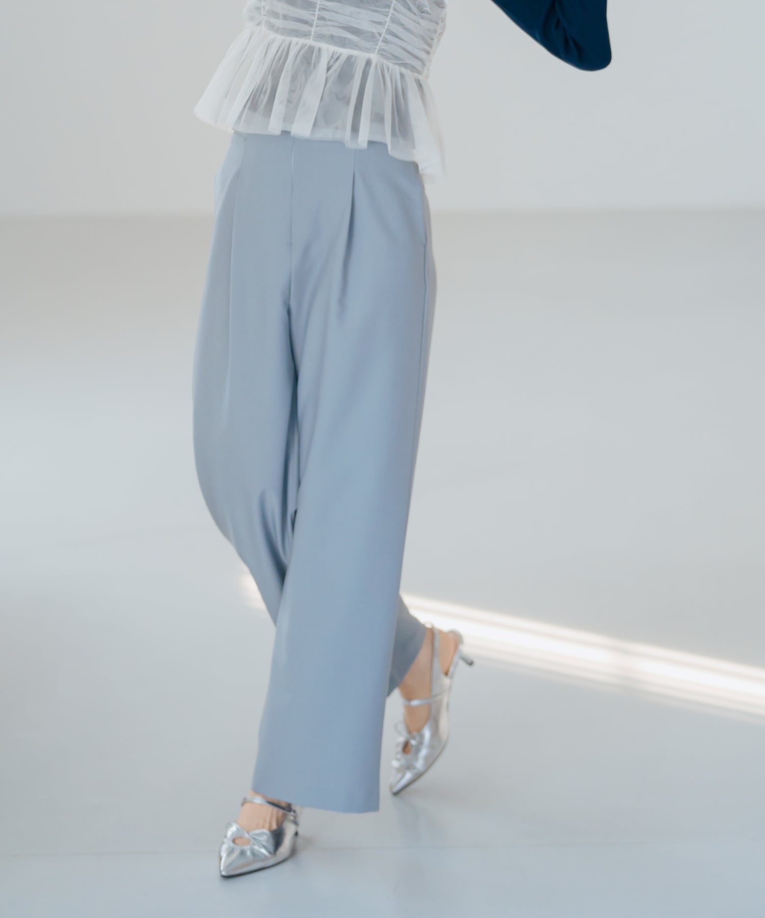 ミッシュマッシュ MISCH MASCH 2025春夏新作 チュールサスペンダーワイドパンツ/MM517304 （BLUE） BLUE