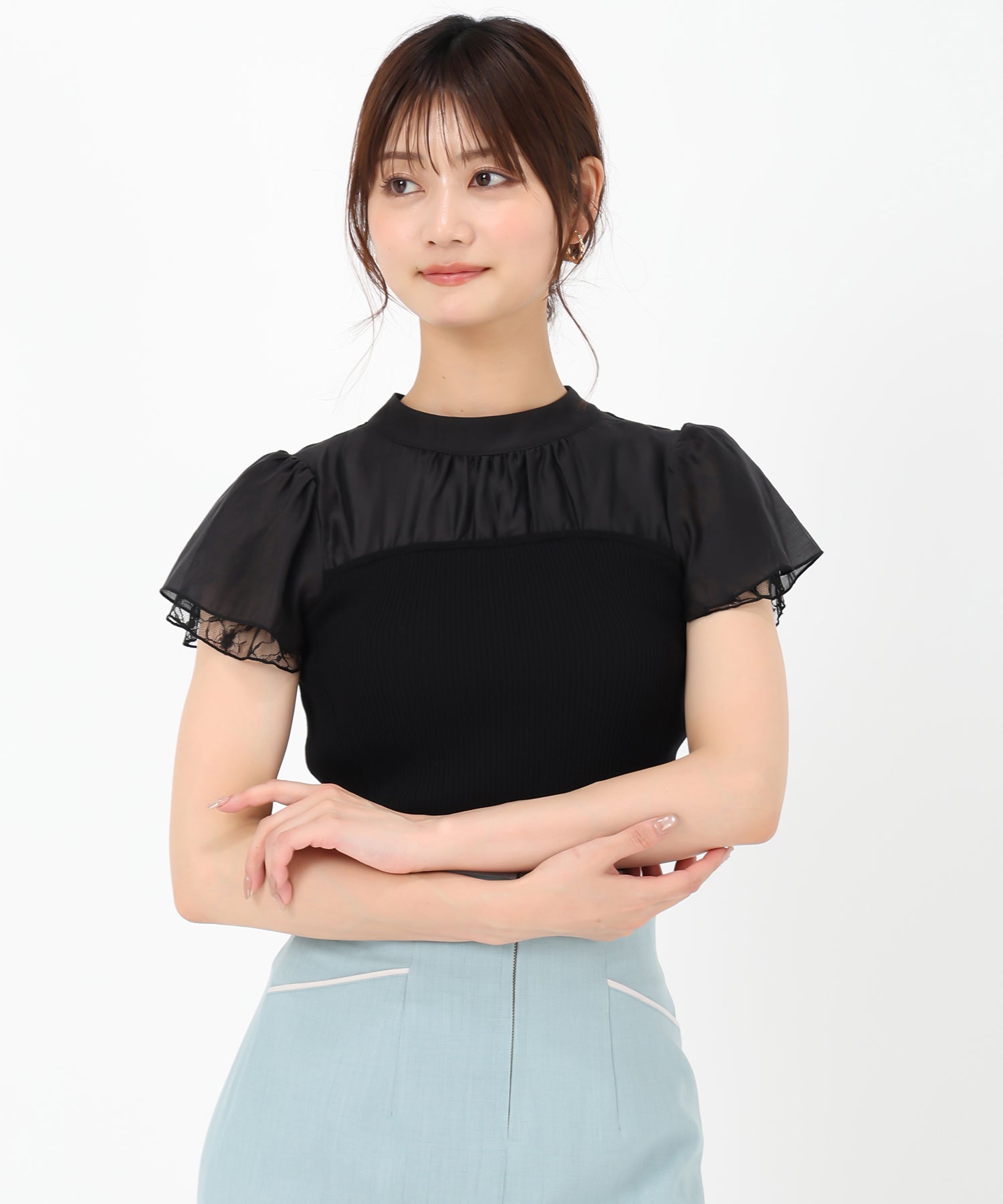 ミッシュマッシュ MISCH MASCH 2025春夏新作 フレア袖ビスチェニット （BLACK） BLACK