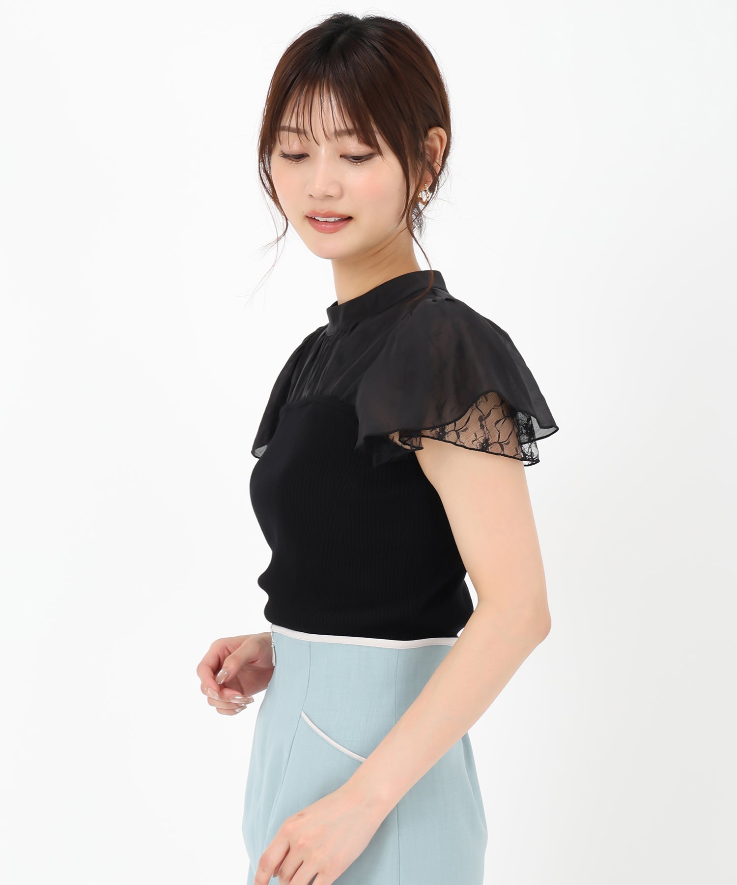 ミッシュマッシュ MISCH MASCH 2025春夏新作 フレア袖ビスチェニット （BLACK） BLACK