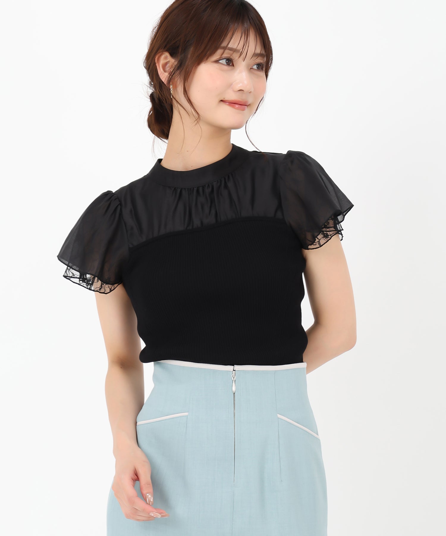 ミッシュマッシュ MISCH MASCH 2025春夏新作 フレア袖ビスチェニット （BLACK） BLACK