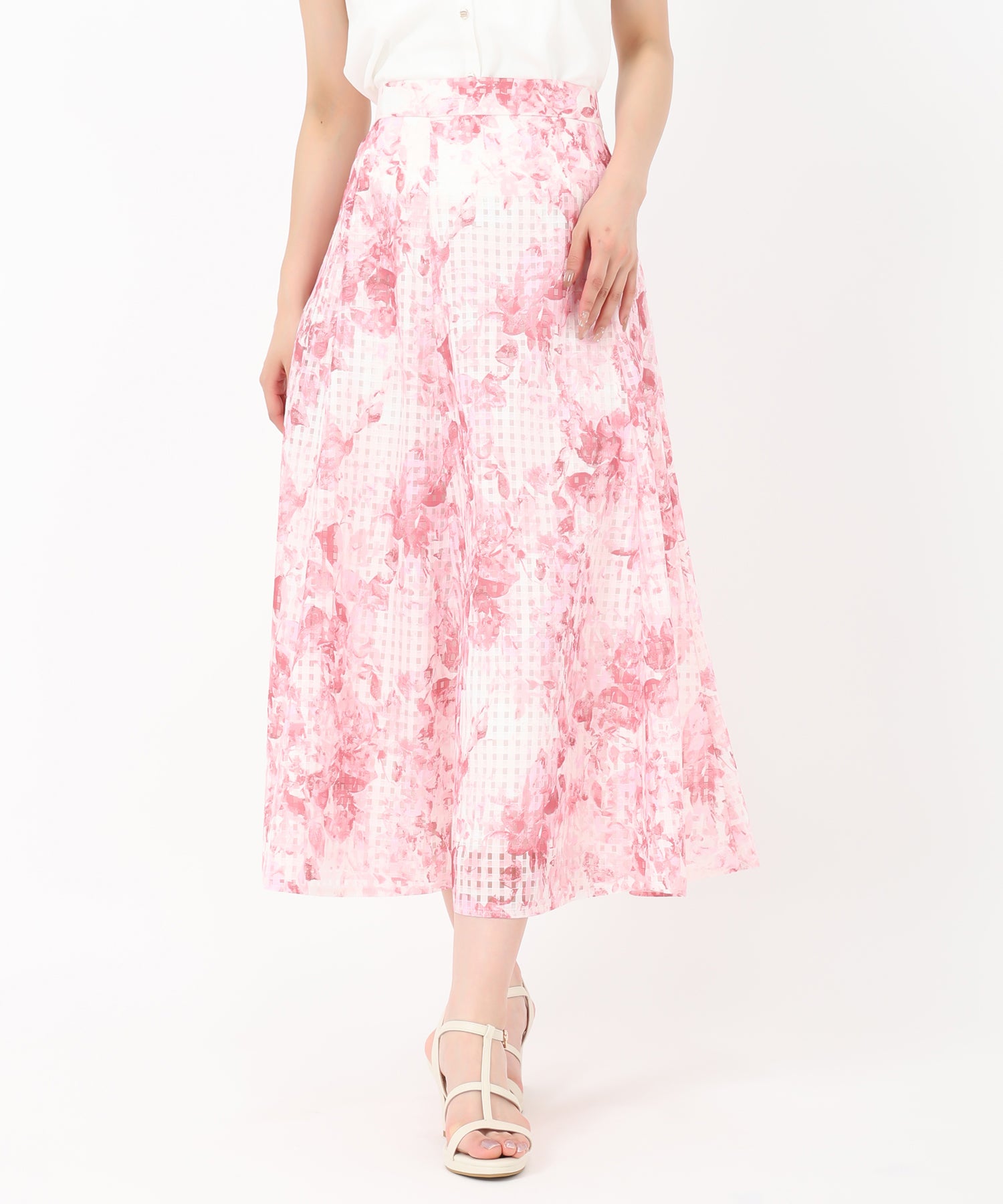 【andGIRL夏号 掲載】ミッシュマッシュ MISCH MASCH 2025春夏新作 スクエアレース水彩フラワースカート （RED） RED