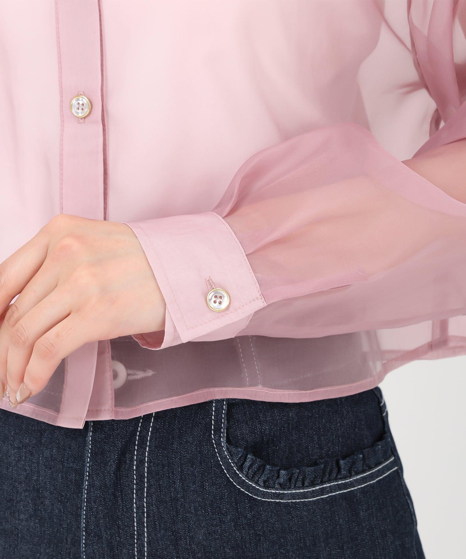 ミッシュマッシュ MISCH MASCH 2025春夏新作 クロップドシアーシャツ （PINK） PINK