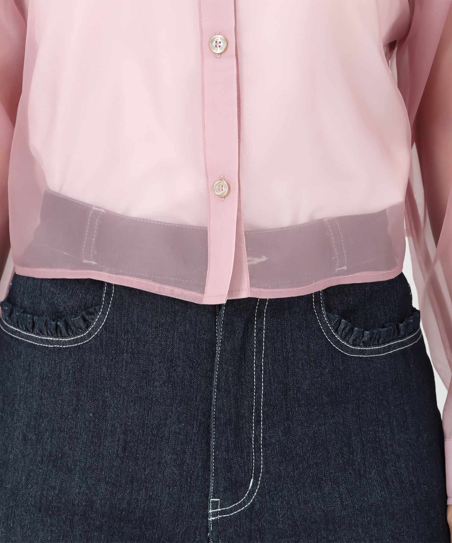 ミッシュマッシュ MISCH MASCH 2025春夏新作 クロップドシアーシャツ （PINK） PINK