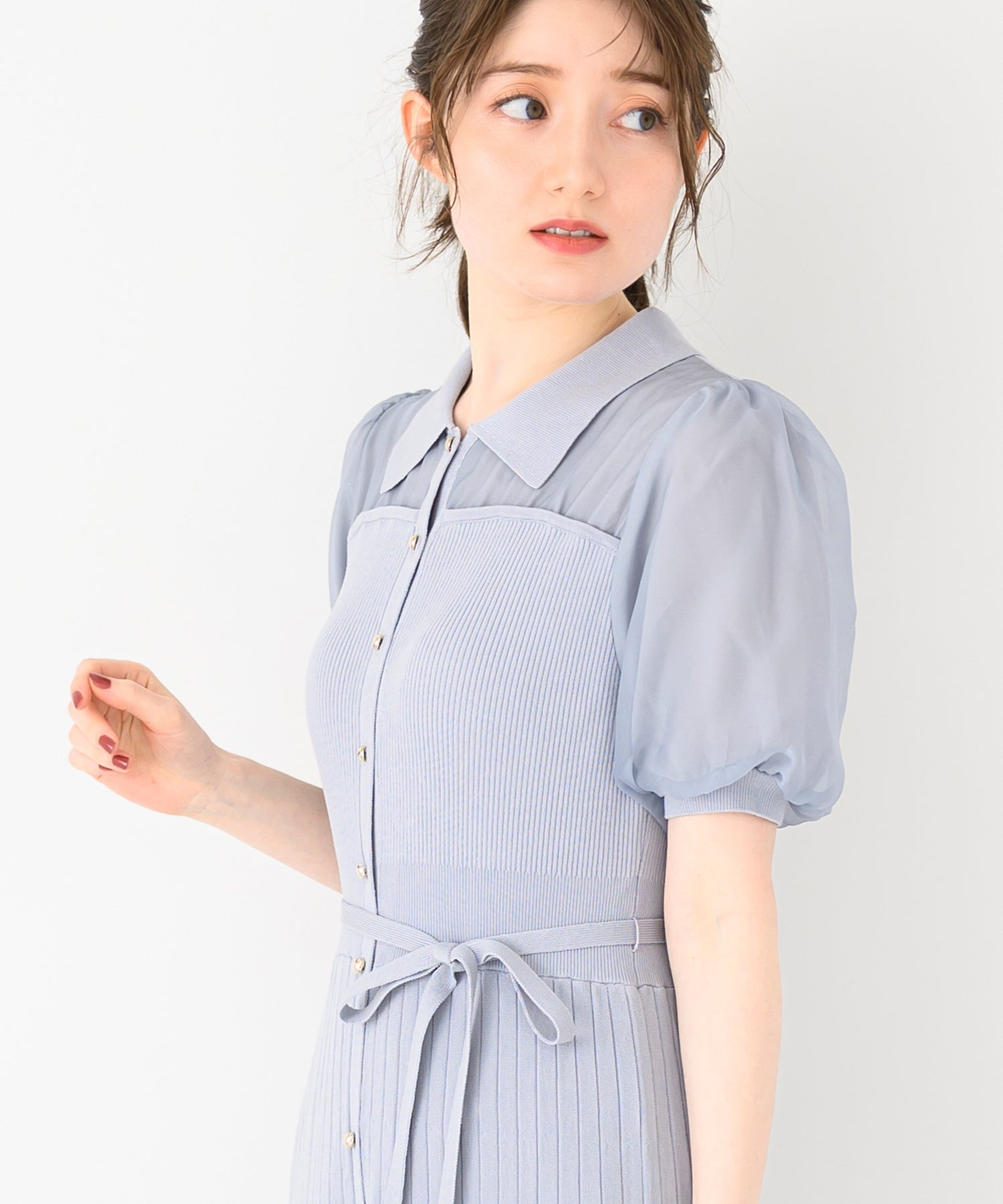 ミッシュマッシュ MISCH MASCH 2025春夏新作 ポロ衿ビスチェニットワンピース （BLUE） BLUE