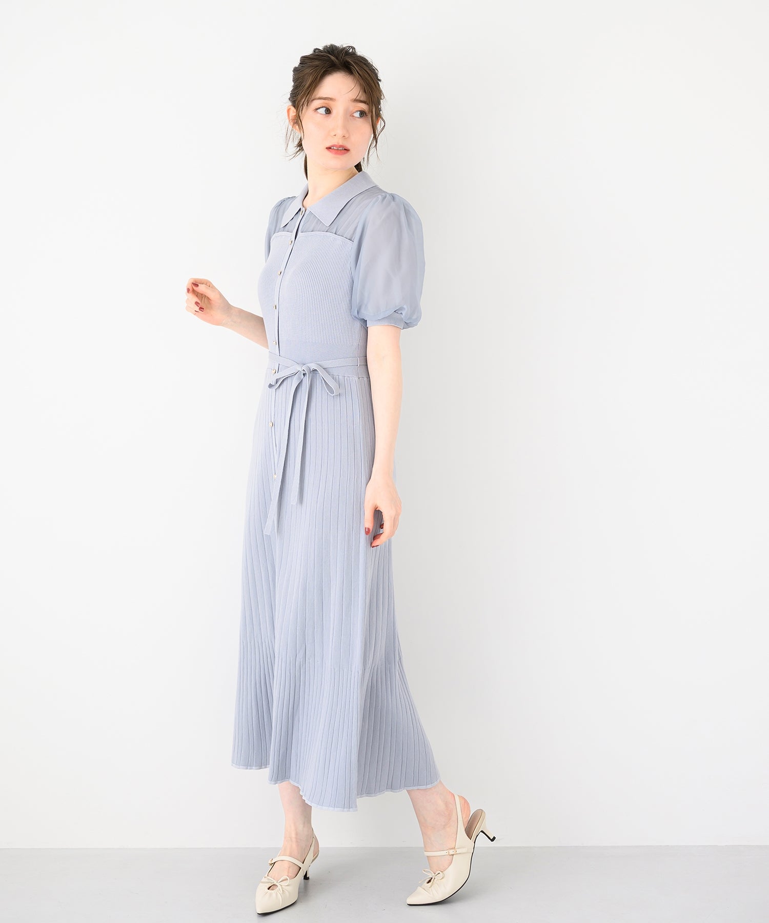 ミッシュマッシュ MISCH MASCH 2025春夏新作 ポロ衿ビスチェニットワンピース （BLUE） BLUE