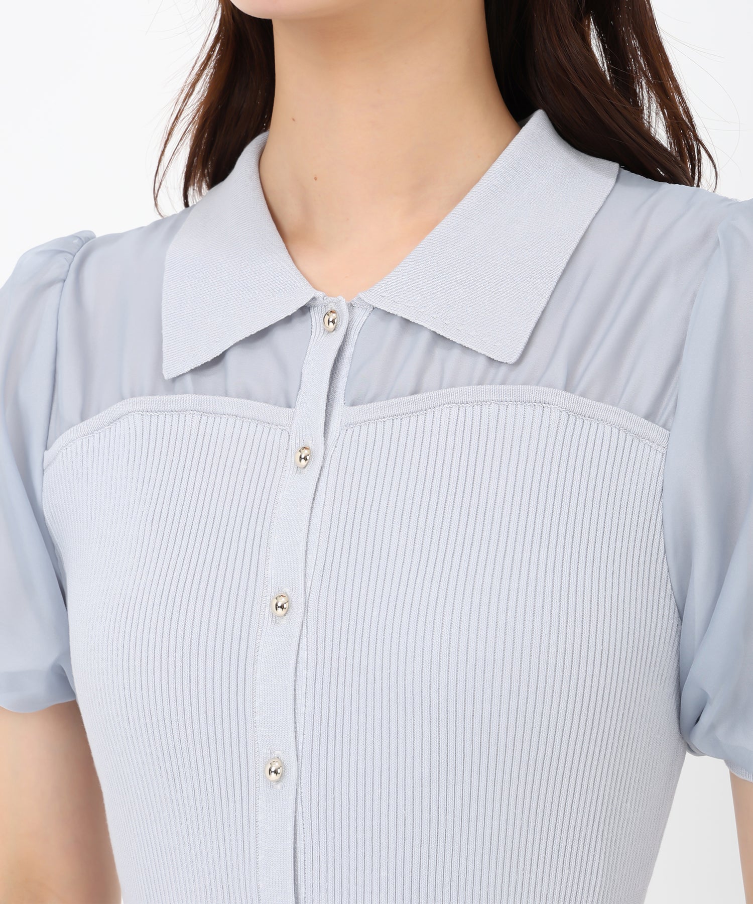 ミッシュマッシュ MISCH MASCH 2025春夏新作 ポロ衿ビスチェニットワンピース （BLUE） BLUE