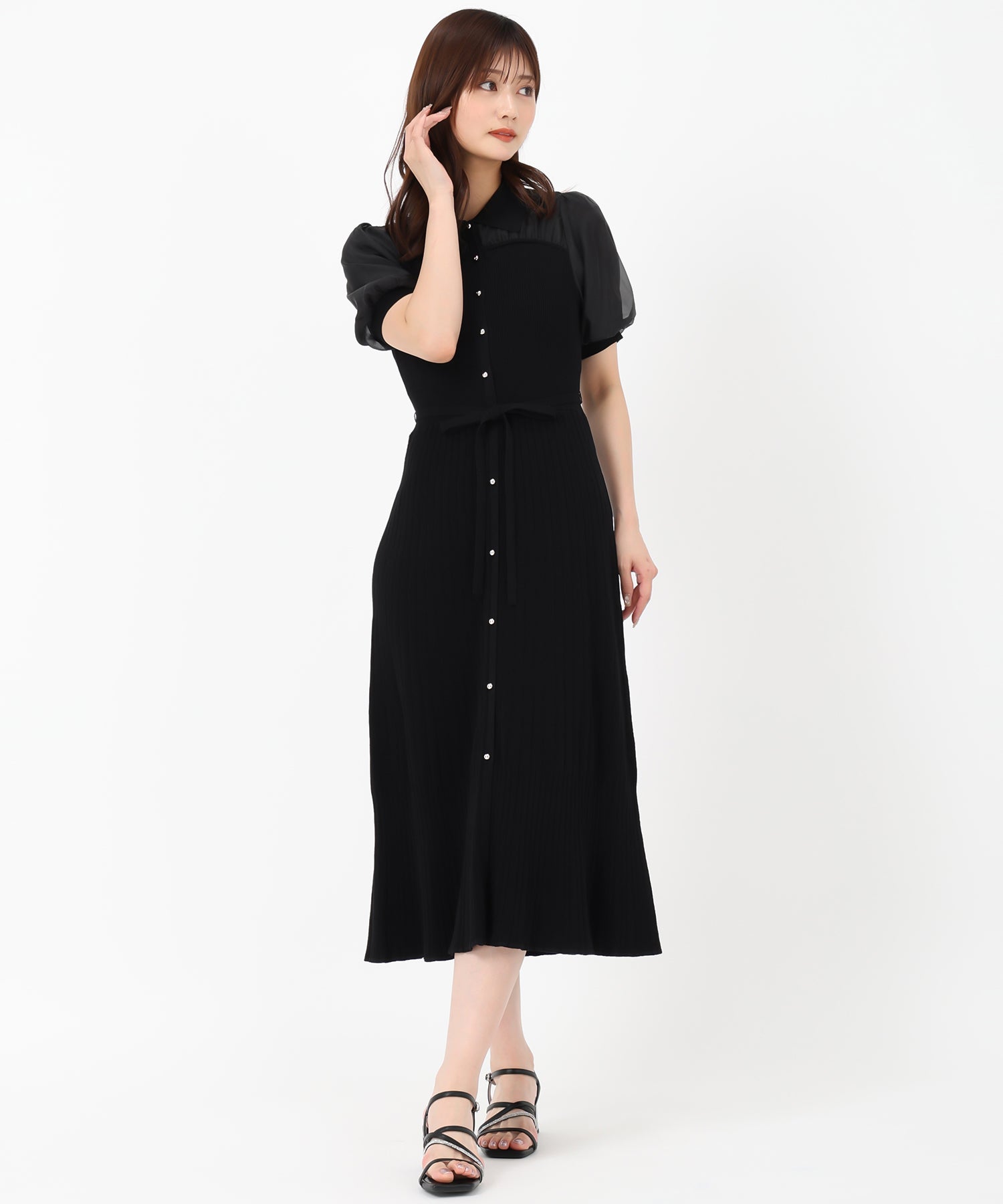 ミッシュマッシュ MISCH MASCH 2025春夏新作 ポロ衿ビスチェニットワンピース （BLACK） BLACK