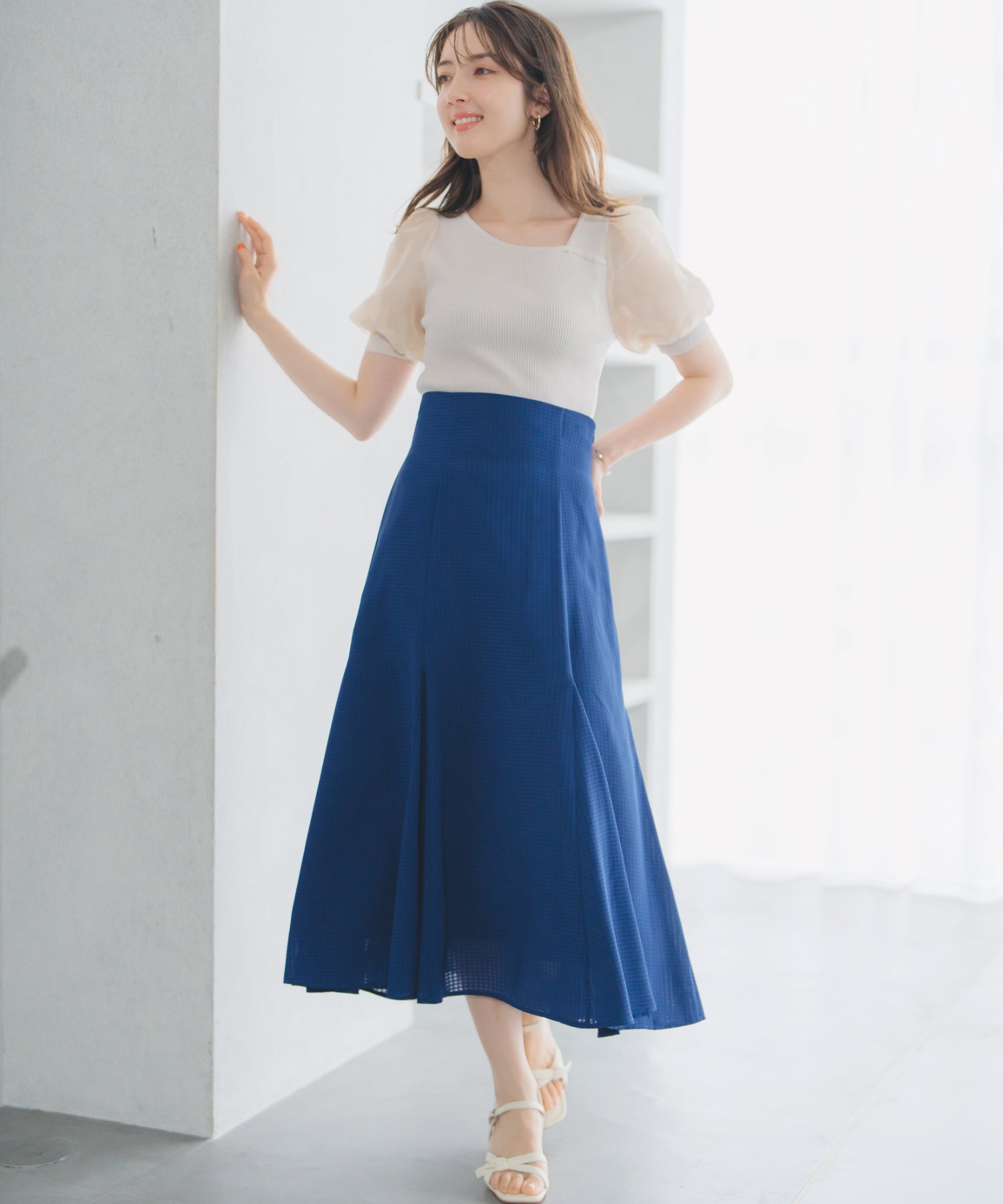 ミッシュマッシュ MISCH MASCH 2025春夏新作 アシメリブシアー袖ニット （BEIGE） BEIGE
