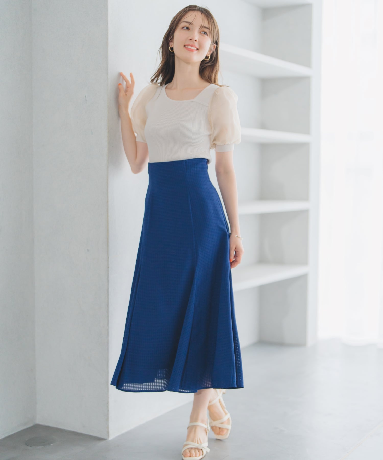 ミッシュマッシュ MISCH MASCH 2025春夏新作 アシメリブシアー袖ニット （BEIGE） BEIGE