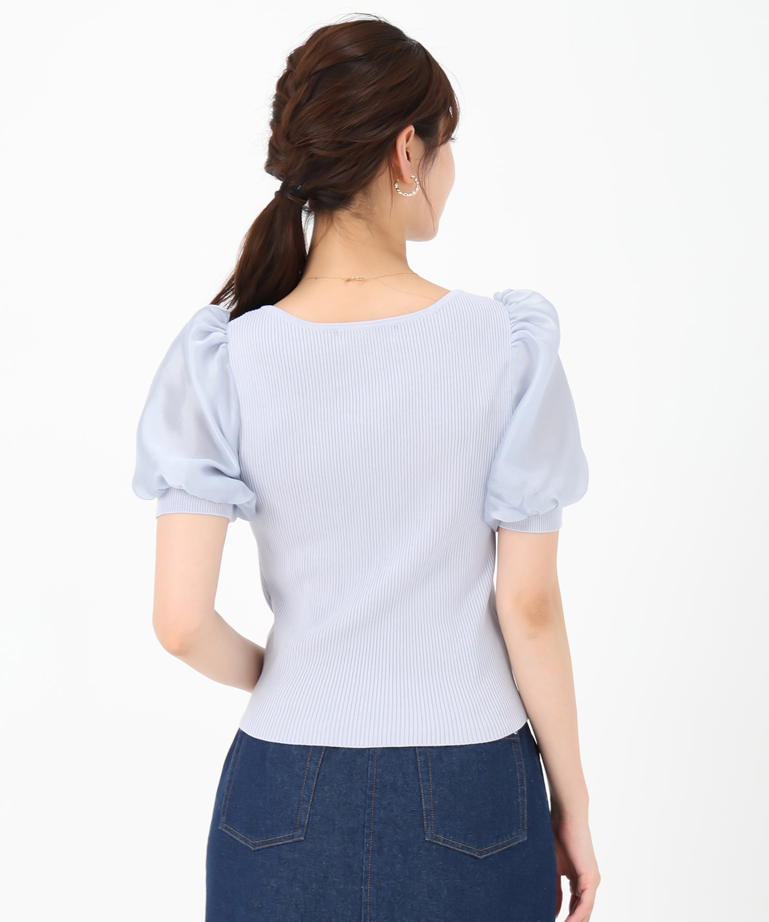 ミッシュマッシュ MISCH MASCH 2025春夏新作 アシメリブシアー袖ニット （BEIGE） BEIGE
