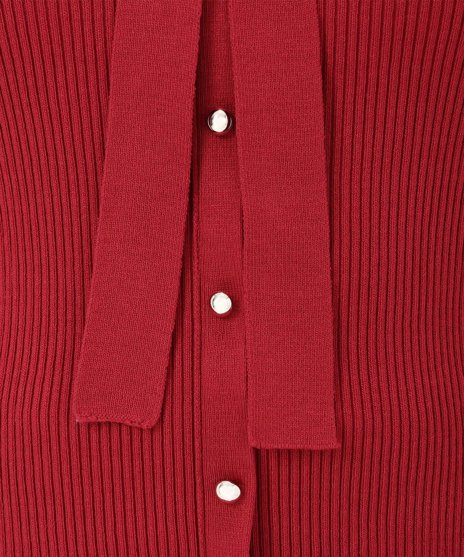 ミッシュマッシュ MISCH MASCH 2025春夏新作 ゴールド釦シアー袖ボウタイニット （RED） RED