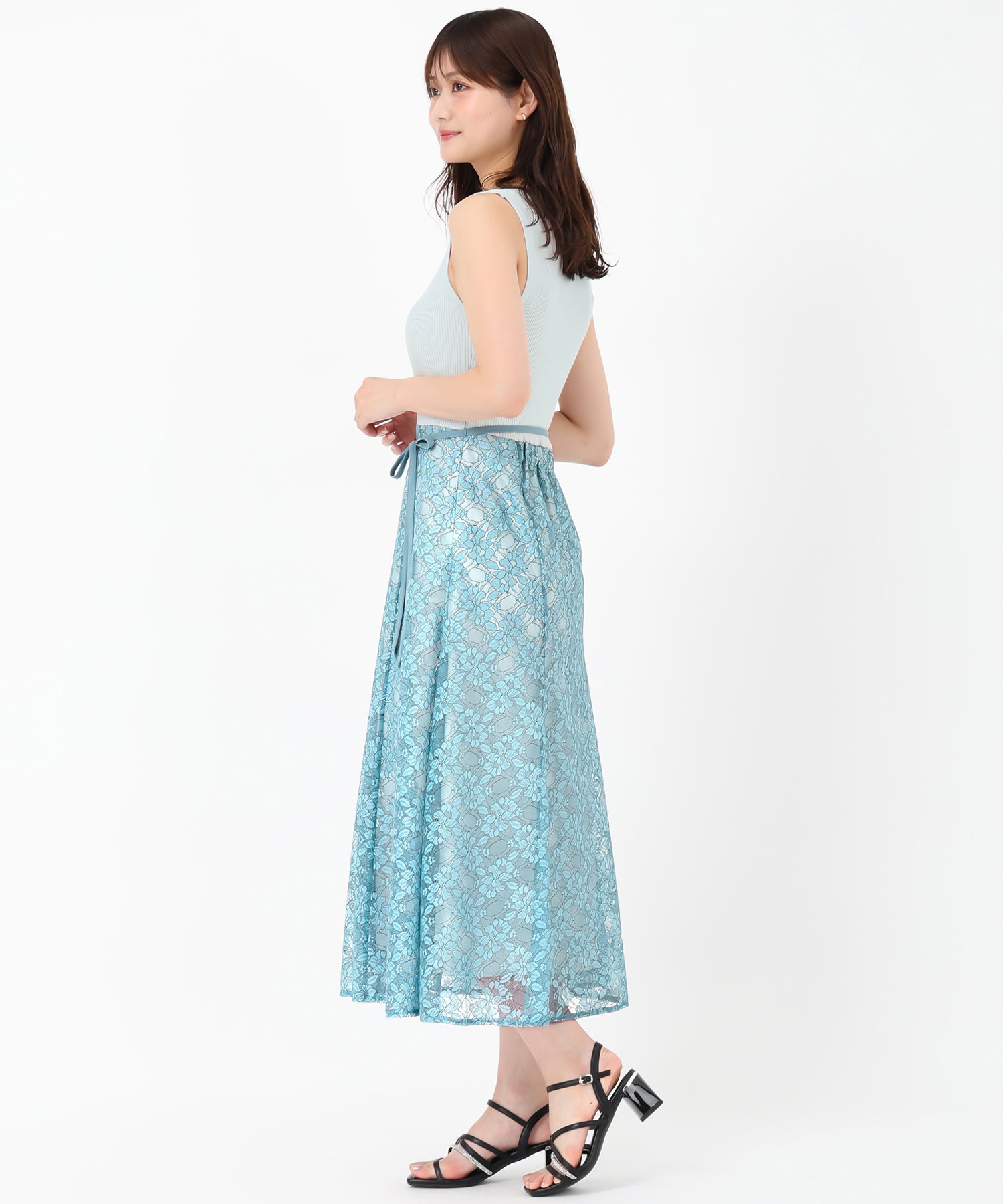ミッシュマッシュ MISCH MASCH 2025春夏新作 ラメニット×レースワンピース （BLUE） BLUE