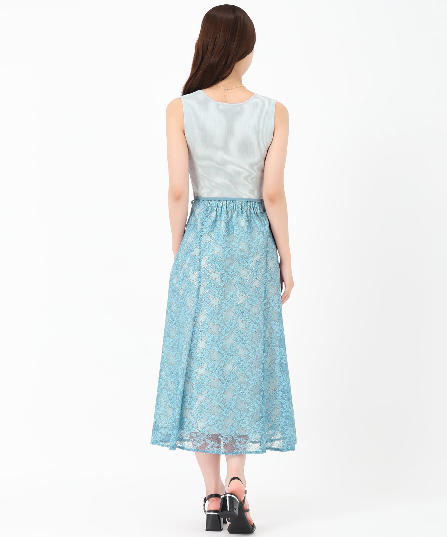ミッシュマッシュ MISCH MASCH 2025春夏新作 ラメニット×レースワンピース （BLUE） BLUE