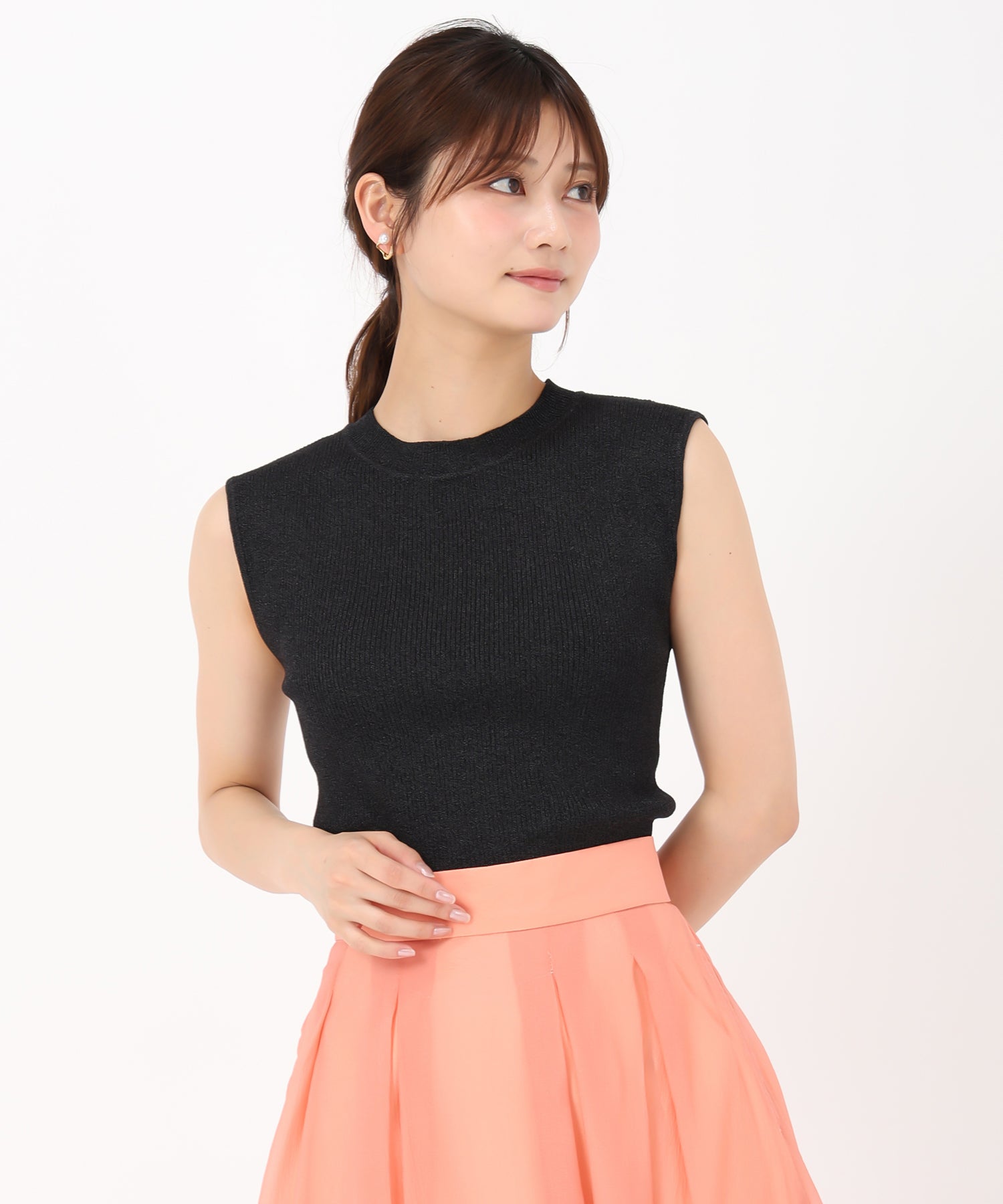 ミッシュマッシュ MISCH MASCH 2025春夏新作 バリエーションフレンチラメリブニット （BLACK） BLACK