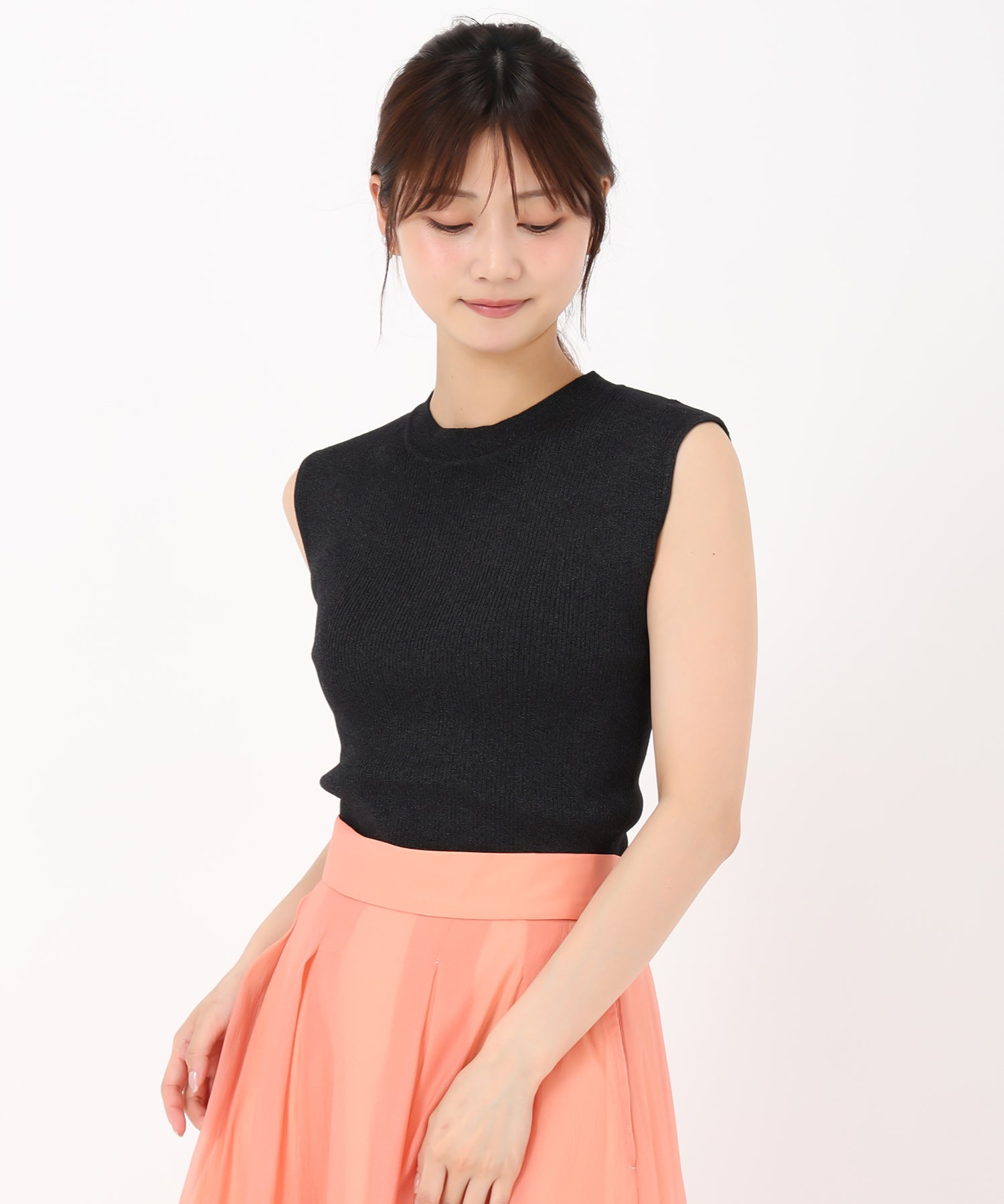 ミッシュマッシュ MISCH MASCH 2025春夏新作 バリエーションフレンチラメリブニット （BLACK） BLACK