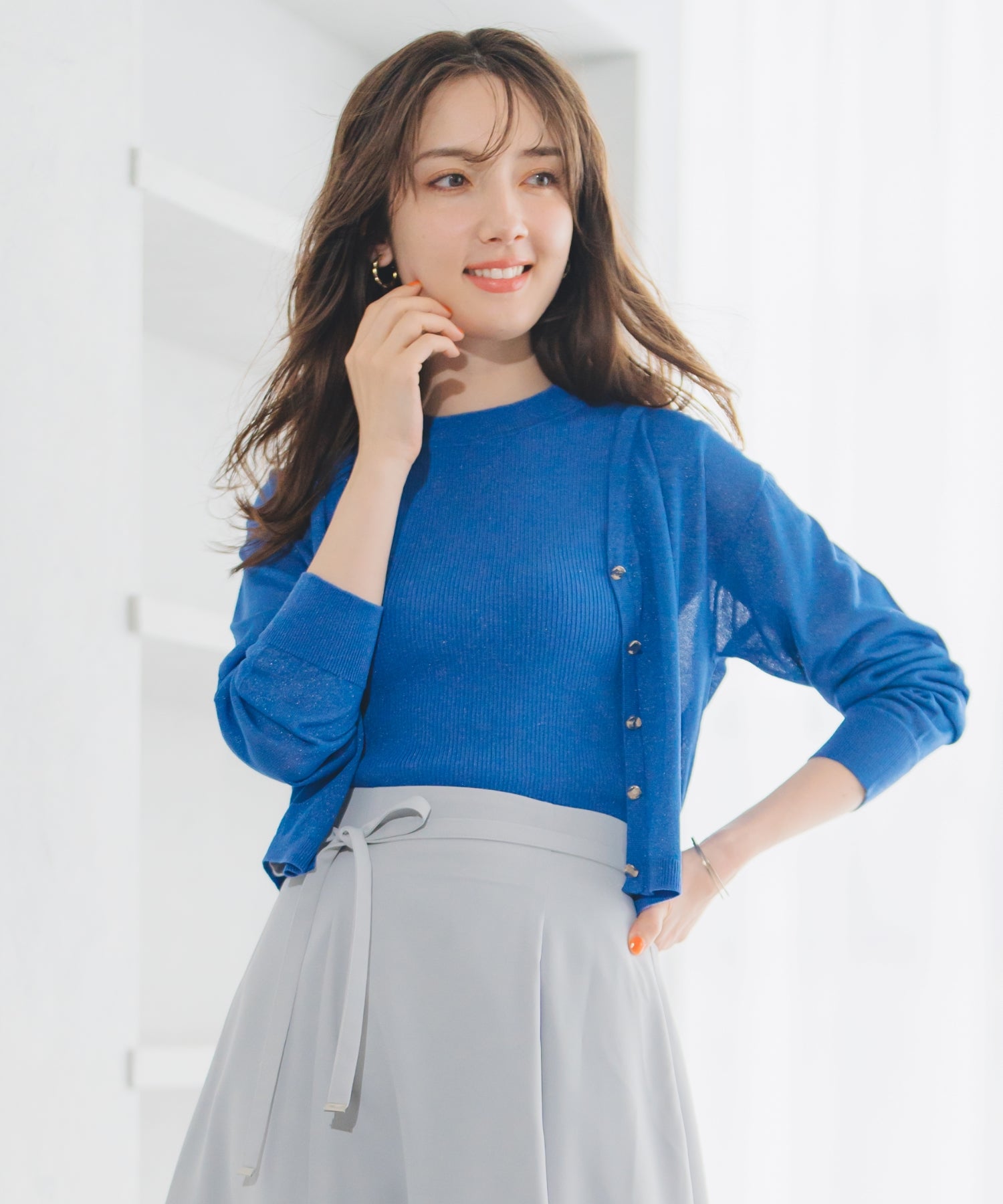 ミッシュマッシュ MISCH MASCH 2025春夏新作 バリエーションフレンチラメリブニット （BLUE） BLUE