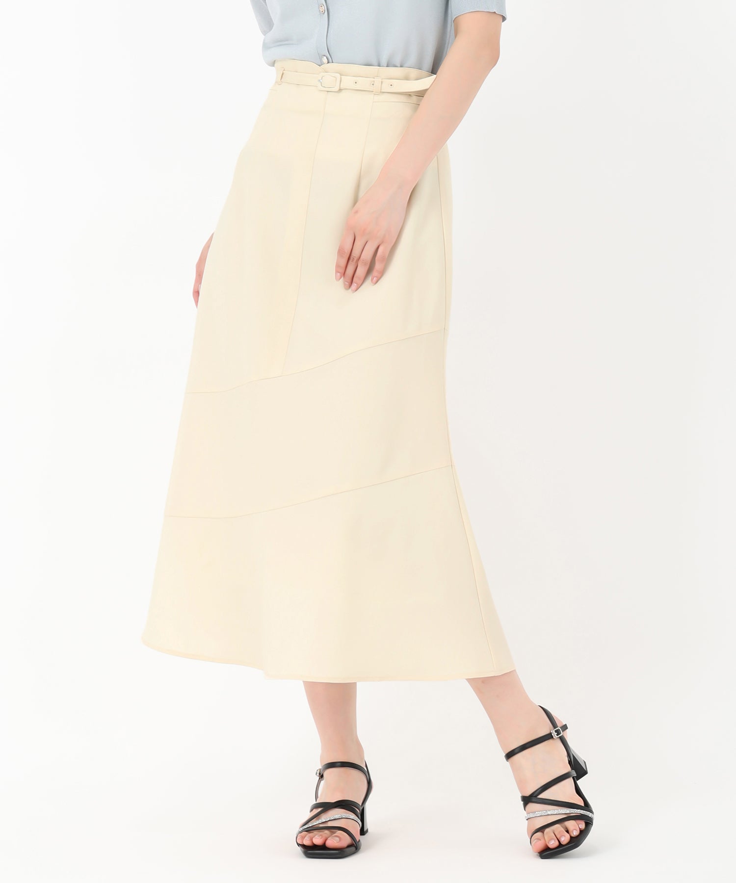 ミッシュマッシュ MISCH MASCH 2025春夏新作 アシンメトリー切替Aラインスカート （IVORY） IVORY