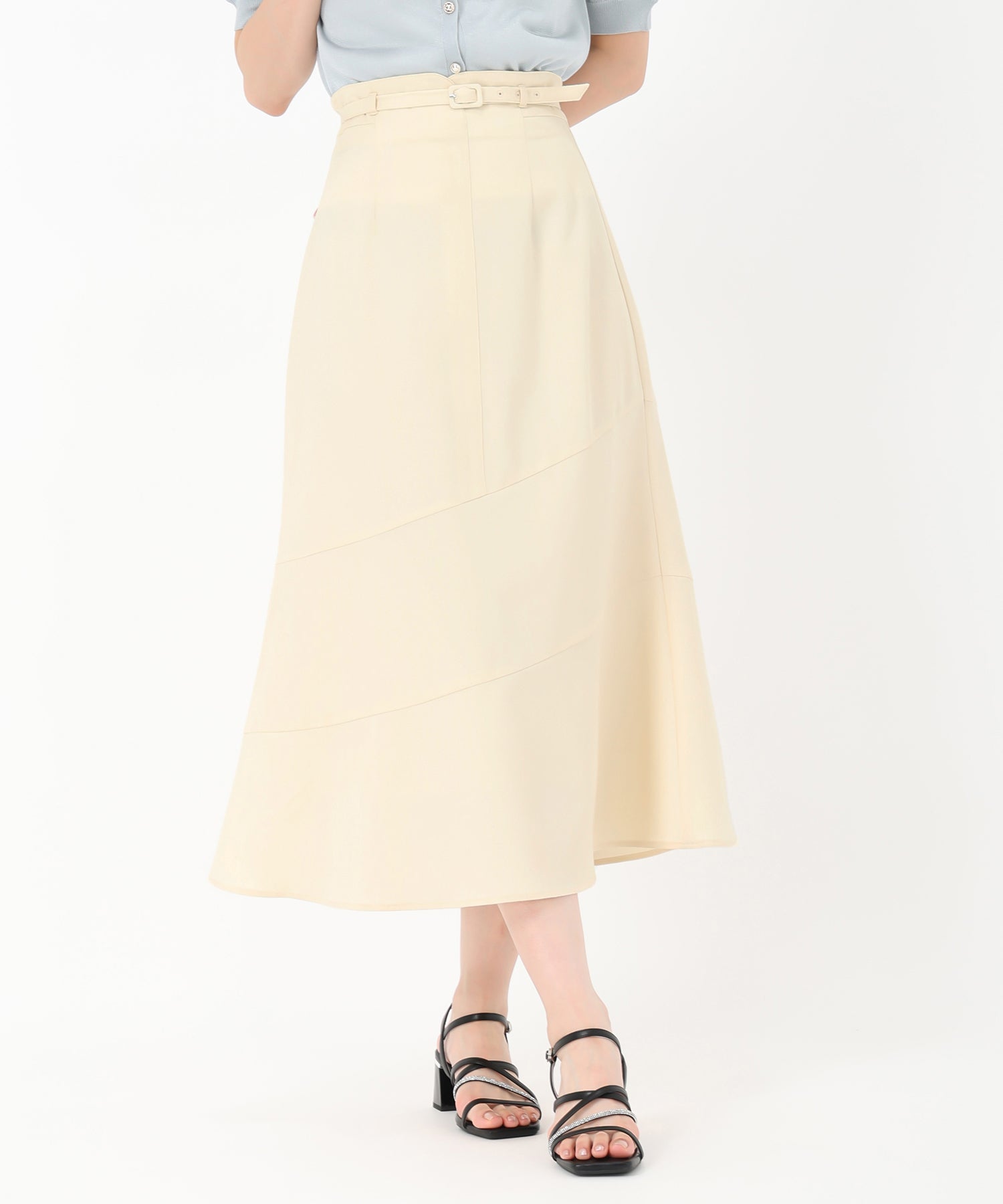 ミッシュマッシュ MISCH MASCH 2025春夏新作 アシンメトリー切替Aラインスカート （IVORY） IVORY