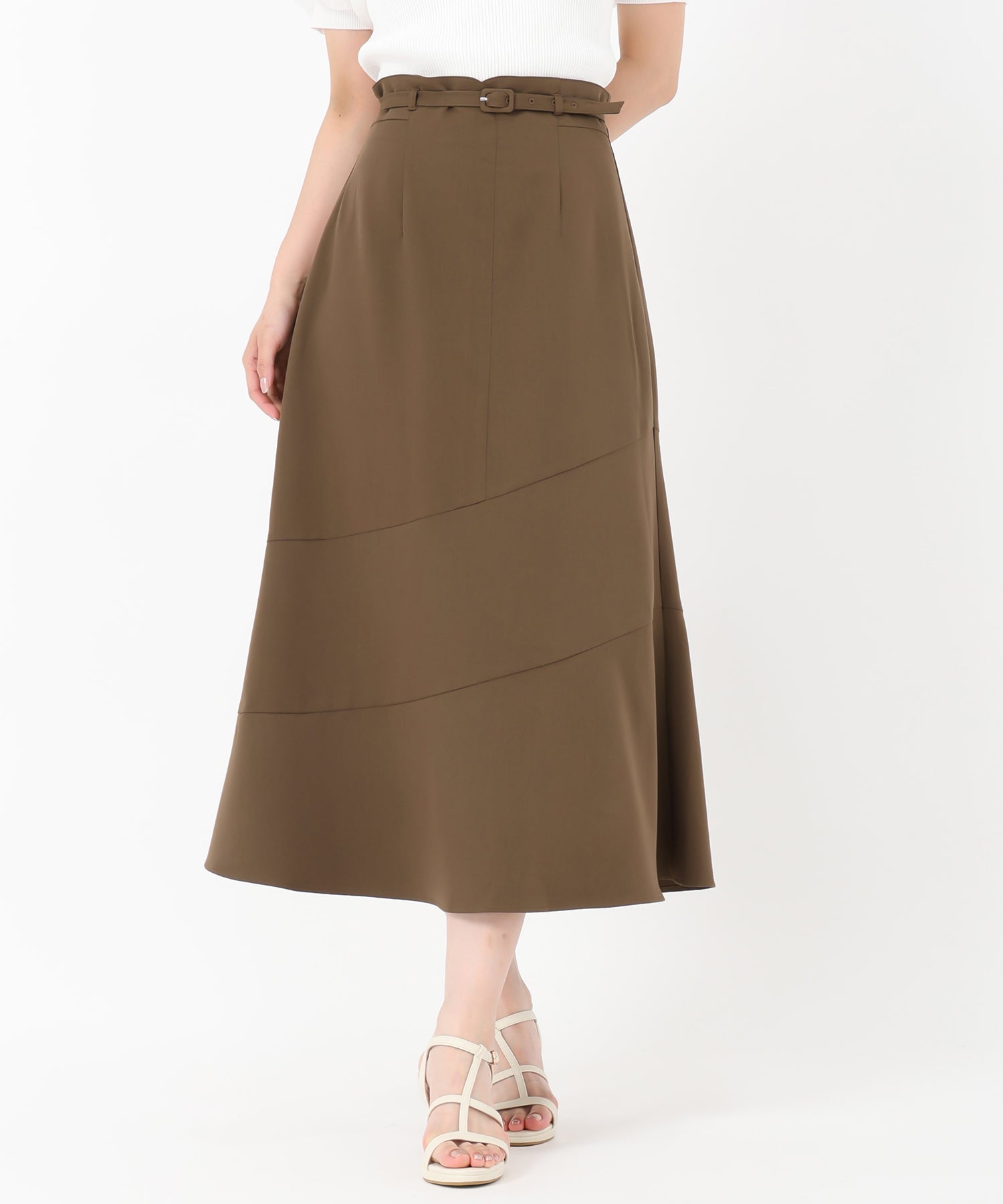 ミッシュマッシュ MISCH MASCH 2025春夏新作 アシンメトリー切替Aラインスカート （IVORY） IVORY