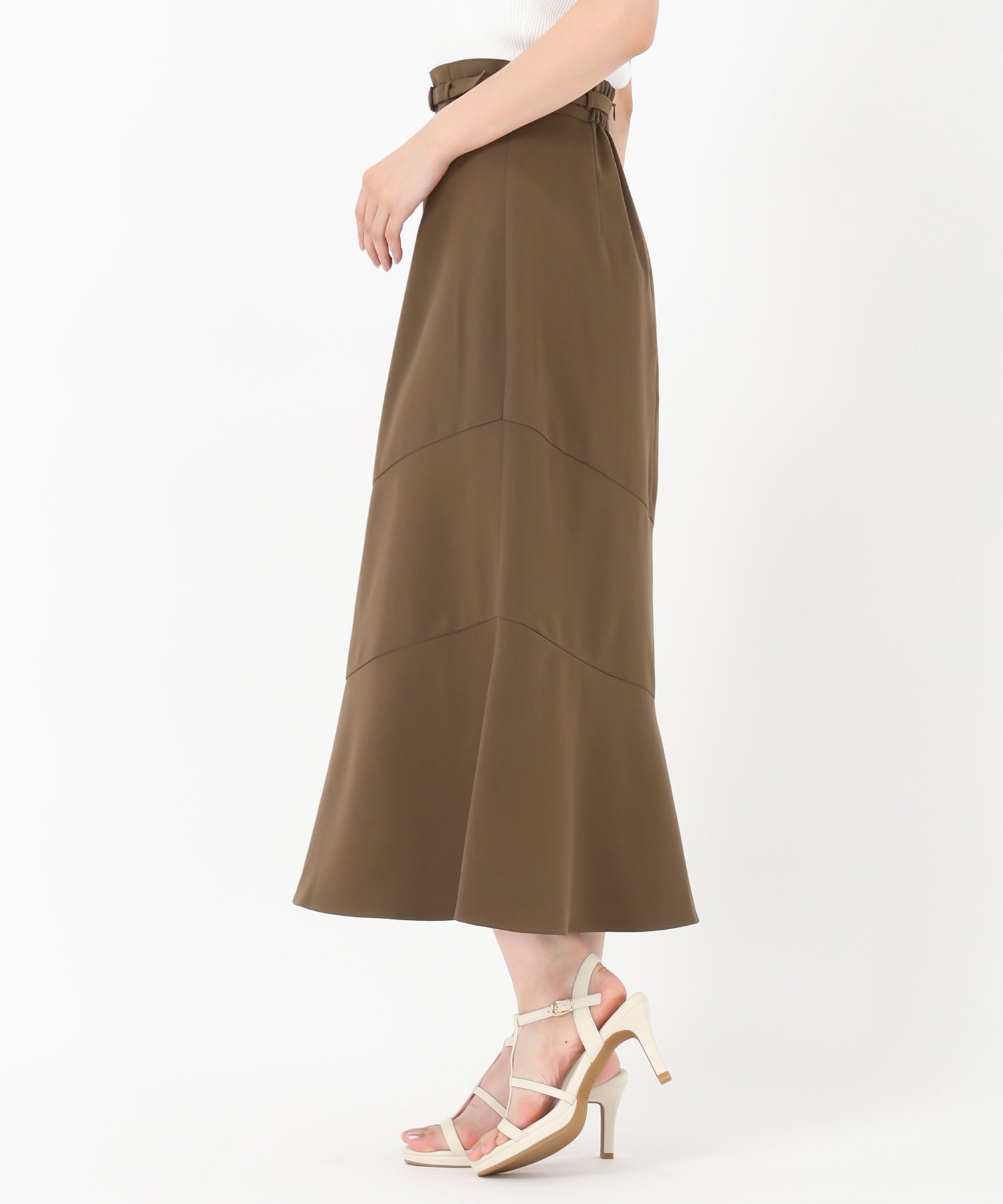 ミッシュマッシュ MISCH MASCH 2025春夏新作 アシンメトリー切替Aラインスカート （IVORY） IVORY