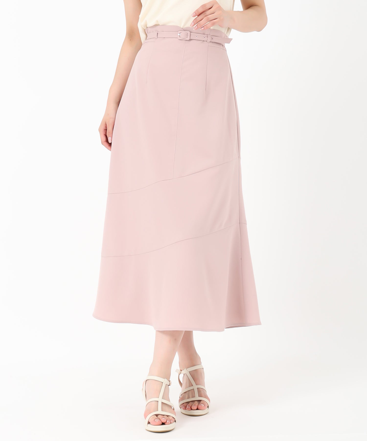 ミッシュマッシュ MISCH MASCH 2025春夏新作 アシンメトリー切替Aラインスカート （PINK） PINK