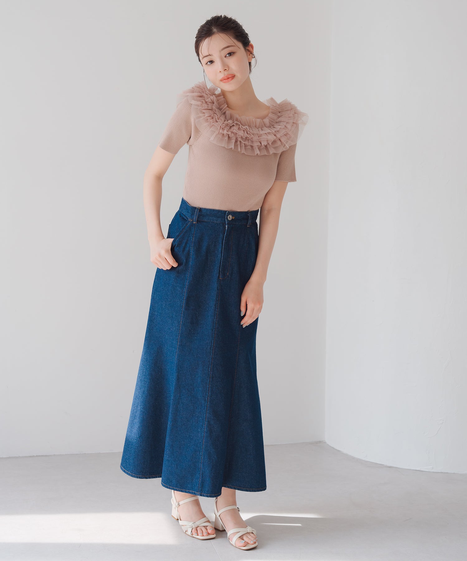 ミッシュマッシュ MISCH MASCH 2025春夏新作 デニムロングマーメイドスカート （NAVY） NAVY