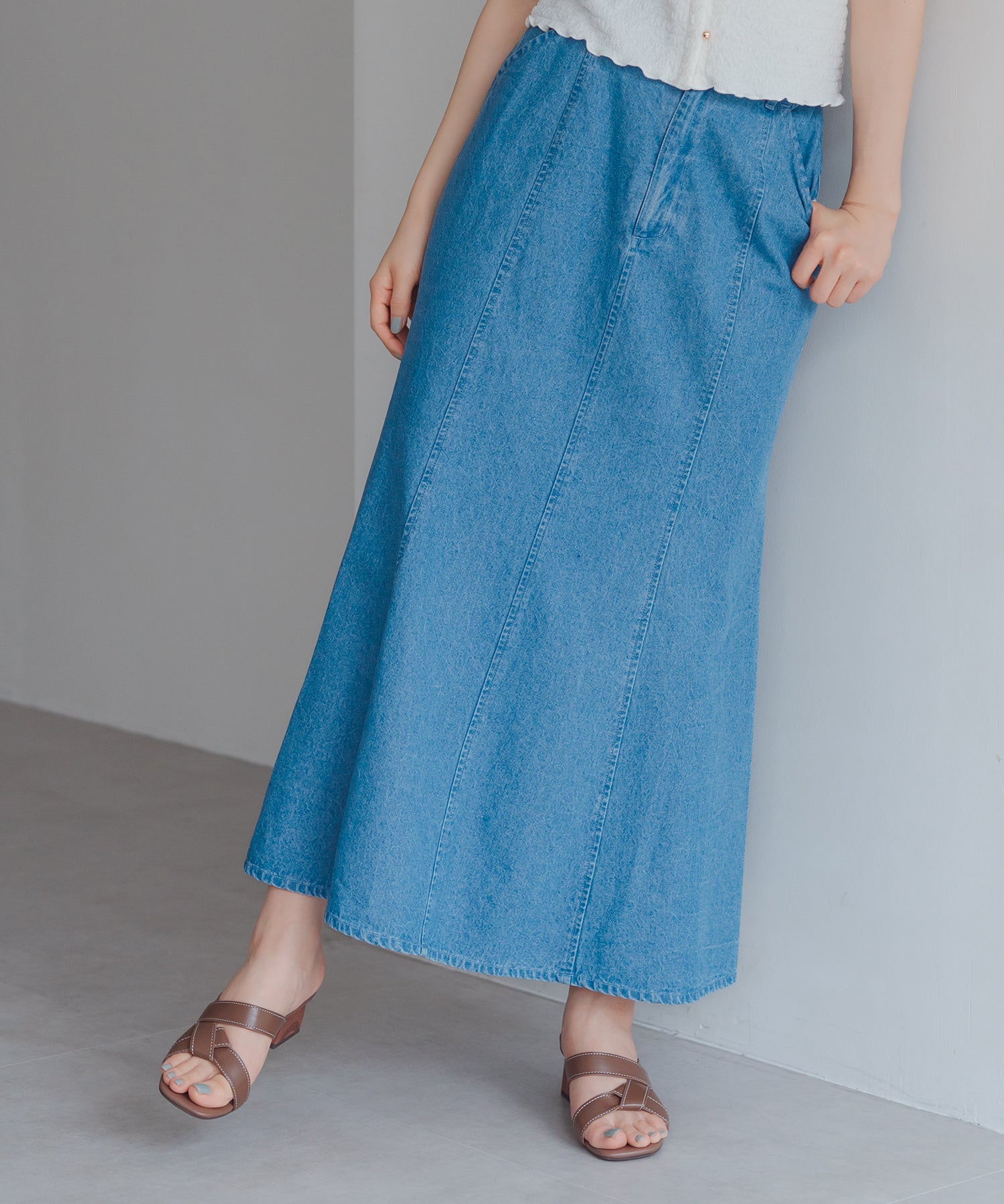 ミッシュマッシュ MISCH MASCH 2025春夏新作 デニムロングマーメイドスカート （BLUE） BLUE