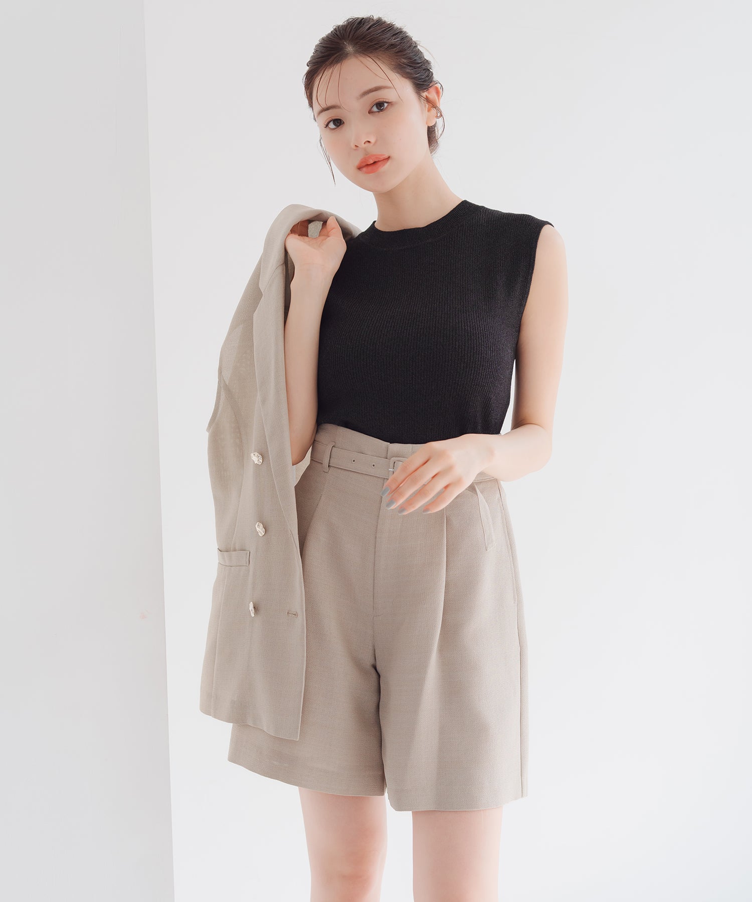 ミッシュマッシュ MISCH MASCH 2025春夏新作 麻調メッシュショートパンツ （BEIGE） BEIGE