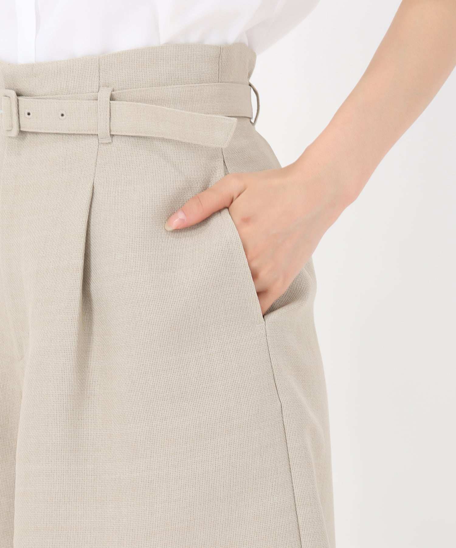 ミッシュマッシュ MISCH MASCH 2025春夏新作 麻調メッシュショートパンツ （BEIGE） BEIGE