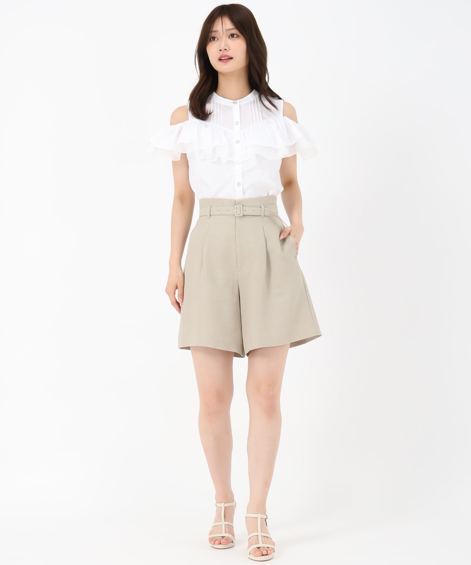 ミッシュマッシュ MISCH MASCH 2025春夏新作 麻調メッシュショートパンツ （BEIGE） BEIGE