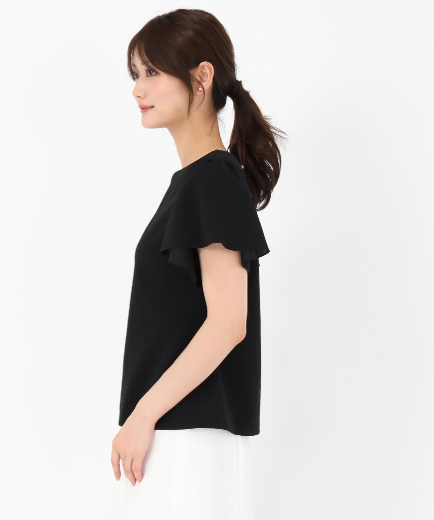 ミッシュマッシュ MISCH MASCH 2025春夏新作 パールフレア袖カットブラウス （BLACK） BLACK