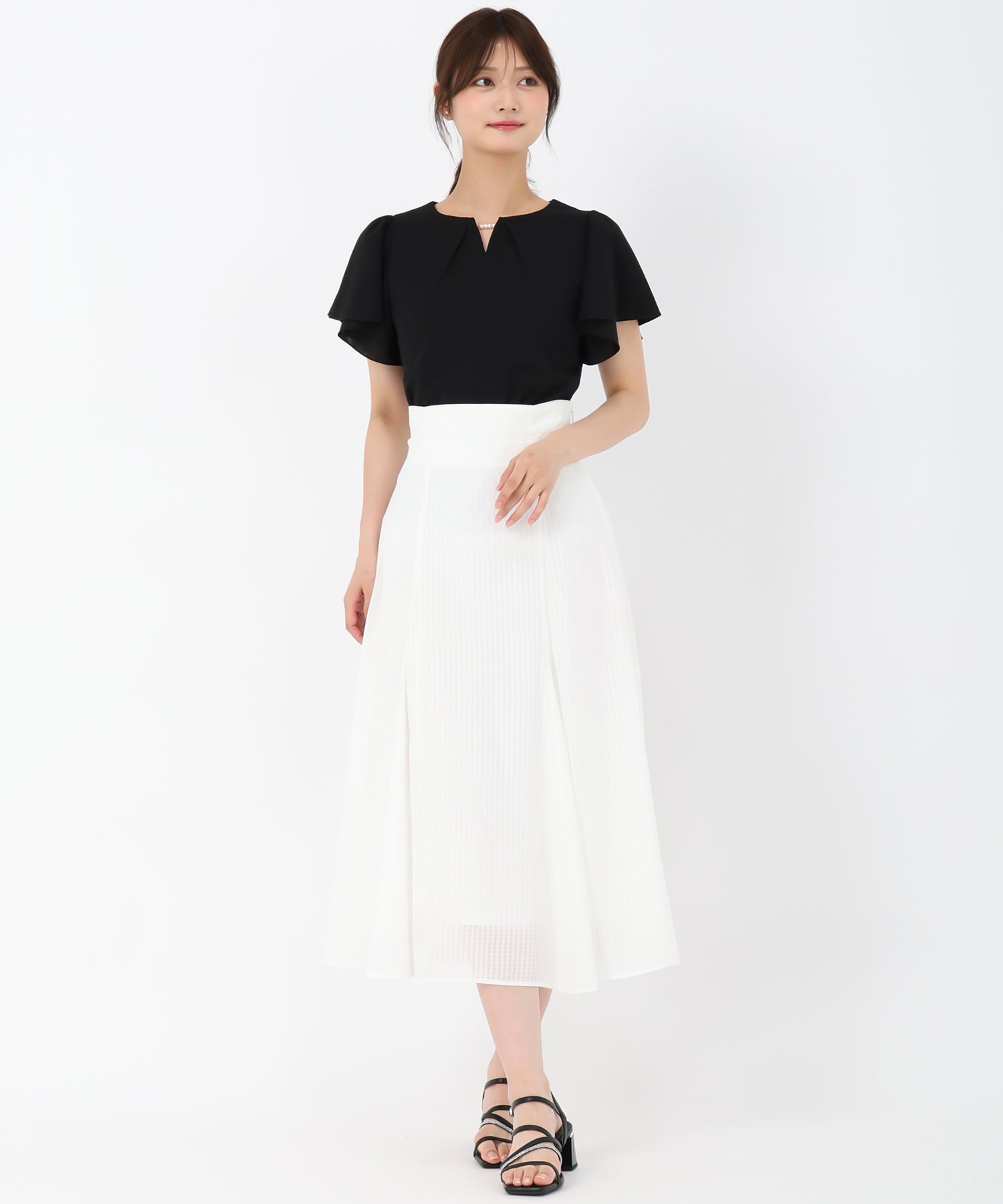 ミッシュマッシュ MISCH MASCH 2025春夏新作 パールフレア袖カットブラウス （BLACK） BLACK