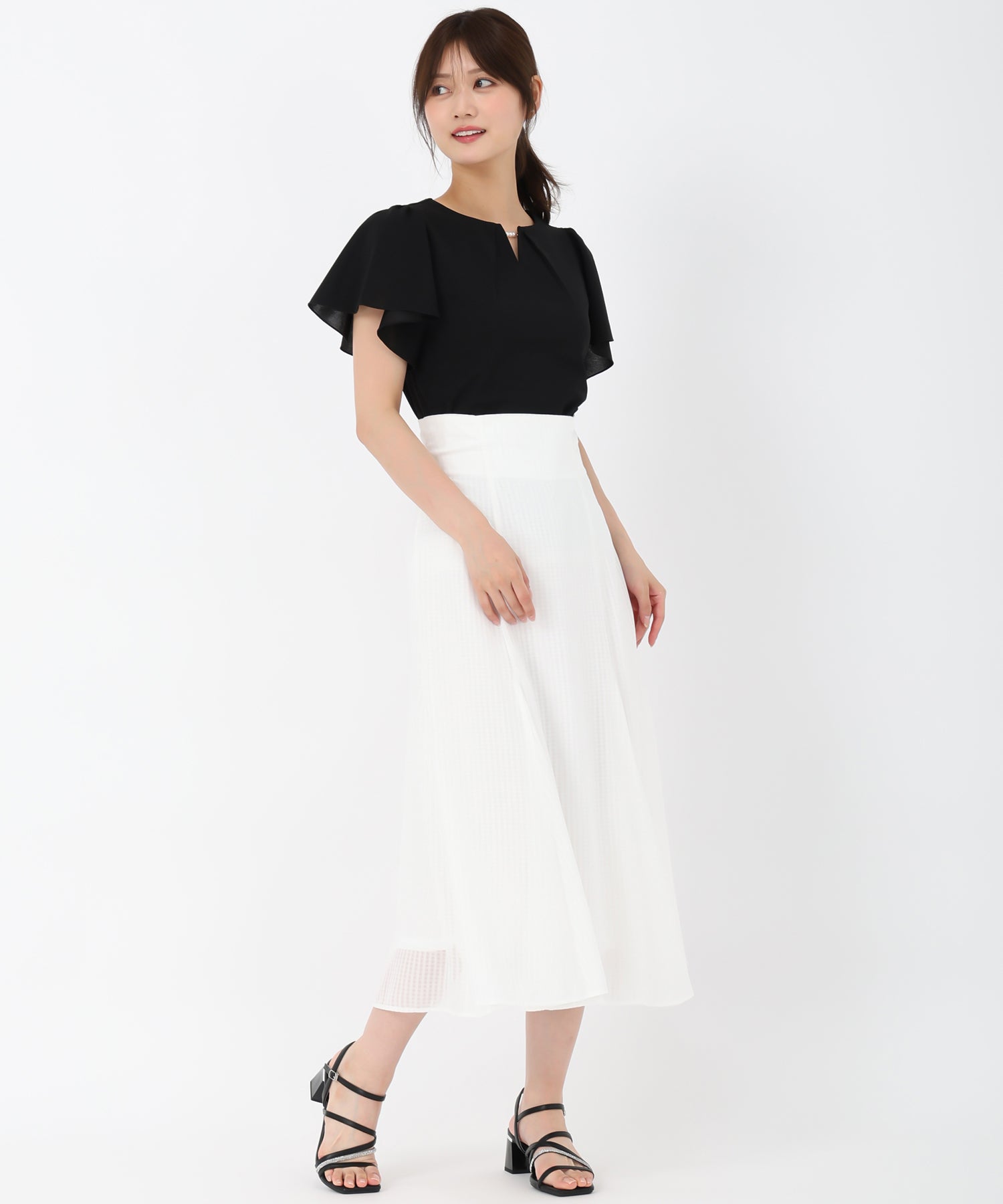 ミッシュマッシュ MISCH MASCH 2025春夏新作 パールフレア袖カットブラウス （BLACK） BLACK