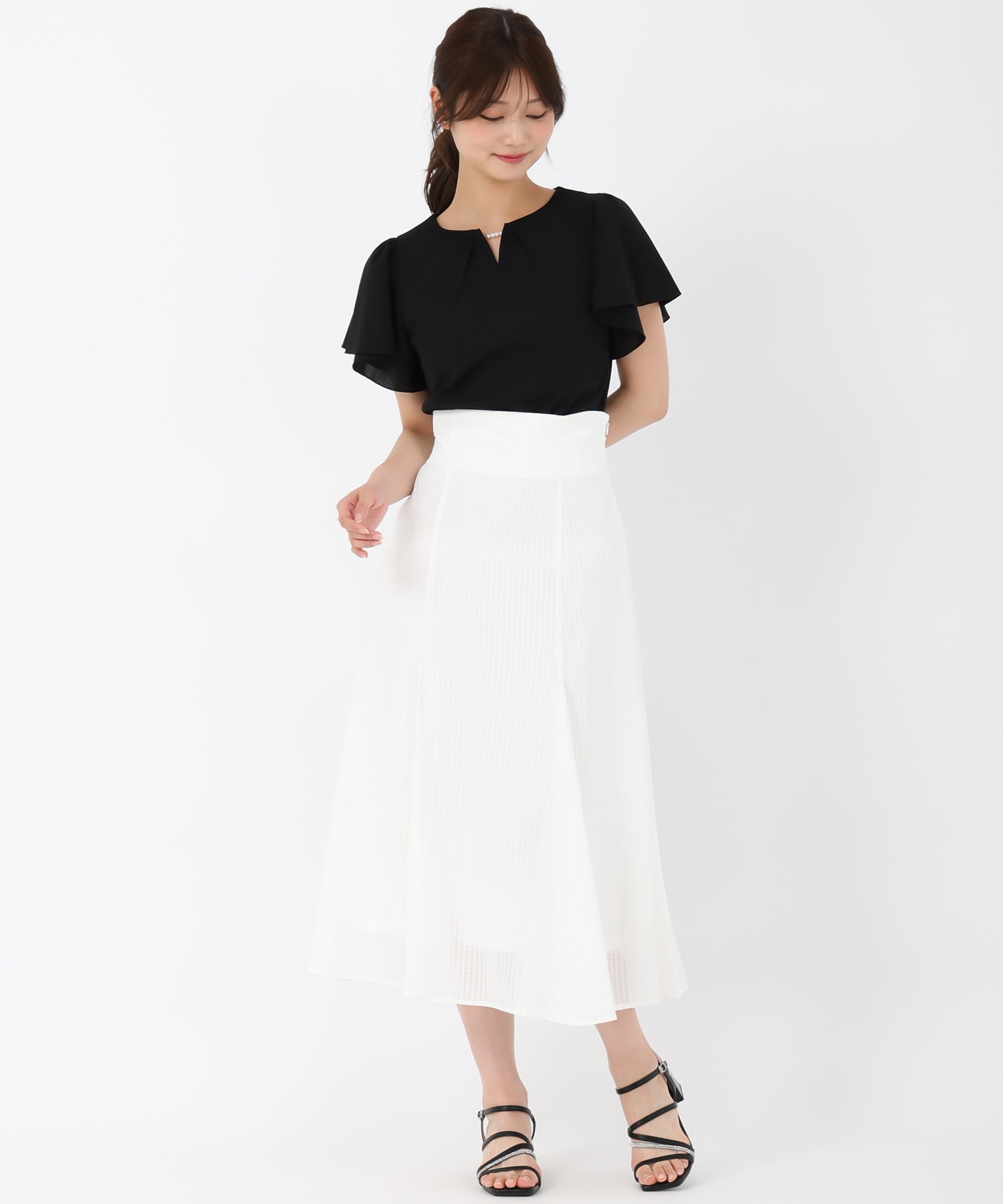 ミッシュマッシュ MISCH MASCH 2025春夏新作 パールフレア袖カットブラウス （BLACK） BLACK