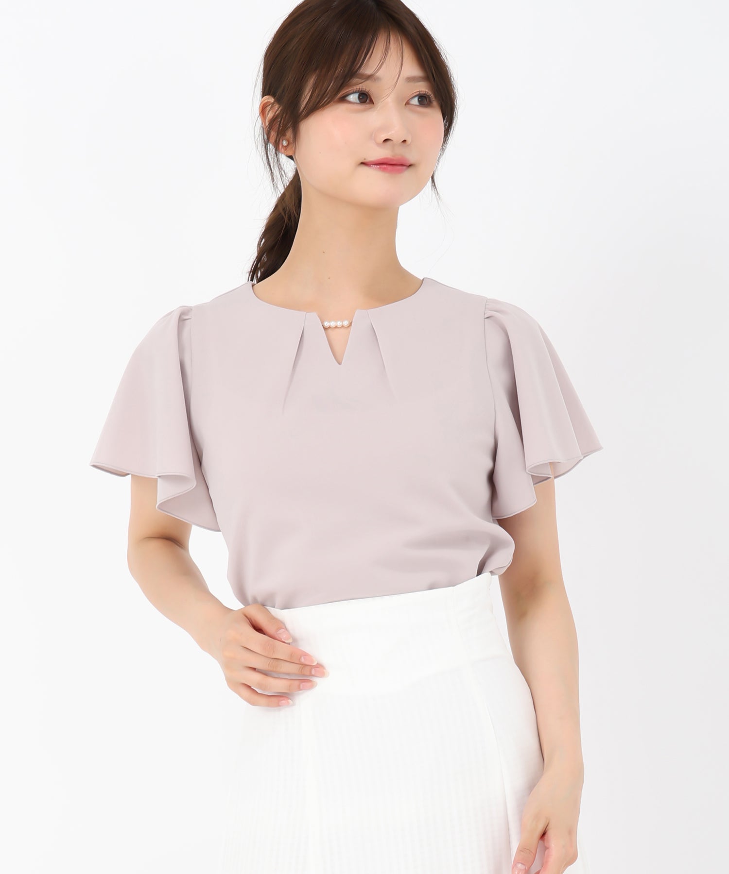 ミッシュマッシュ MISCH MASCH 2025春夏新作 パールフレア袖カットブラウス （PINK） PINK